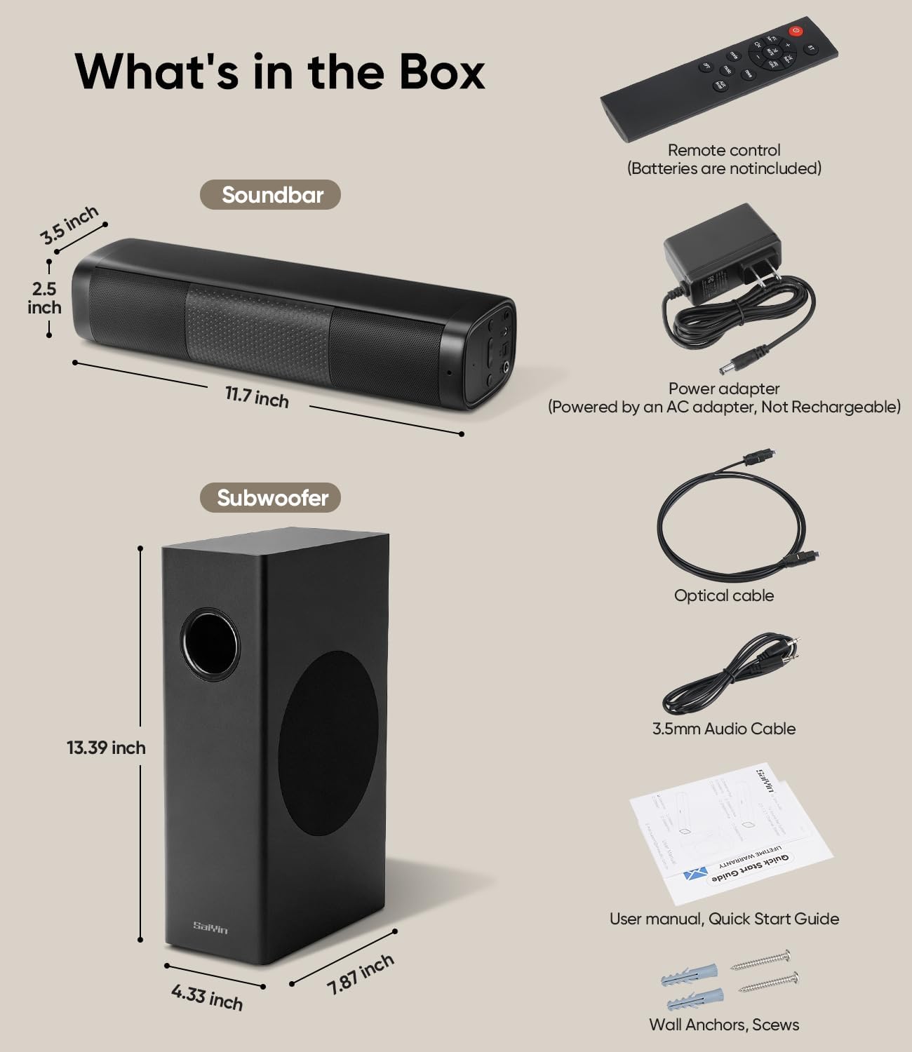 Thumbnail 6 de Saiyin DS6341M 11.7-Inch Soundbar with Wired Subwoofer, Bluetooth, AUX & Optical