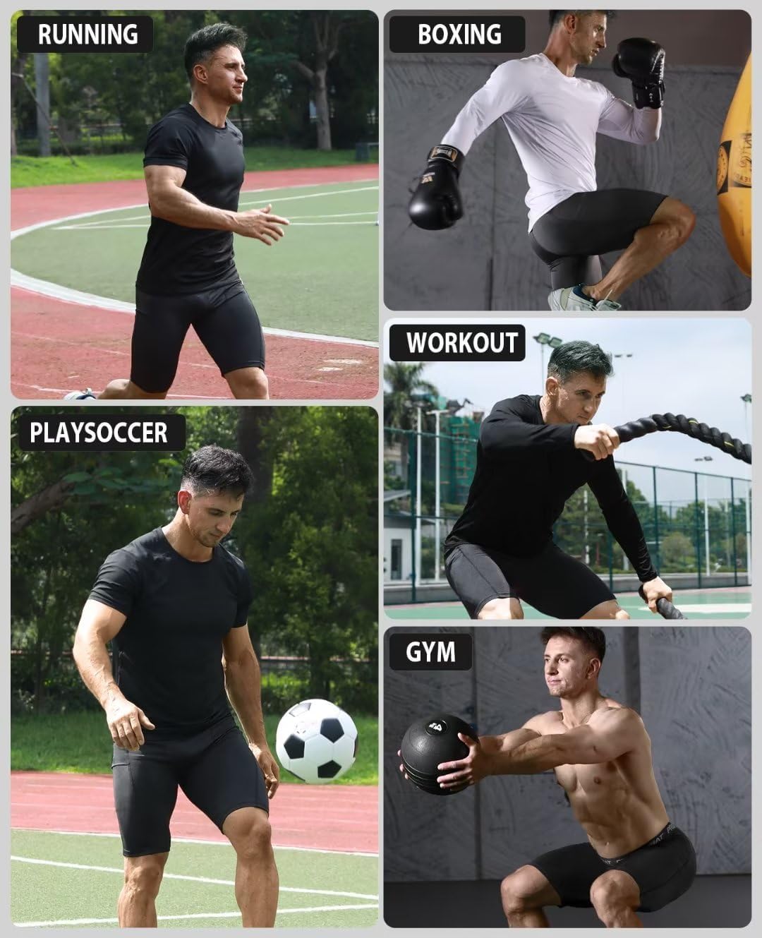 Thumbnail 5 de Niksa 1 or 3 Pack Mens Compression Shorts – Lightweight, Quick-Drying Base Layer