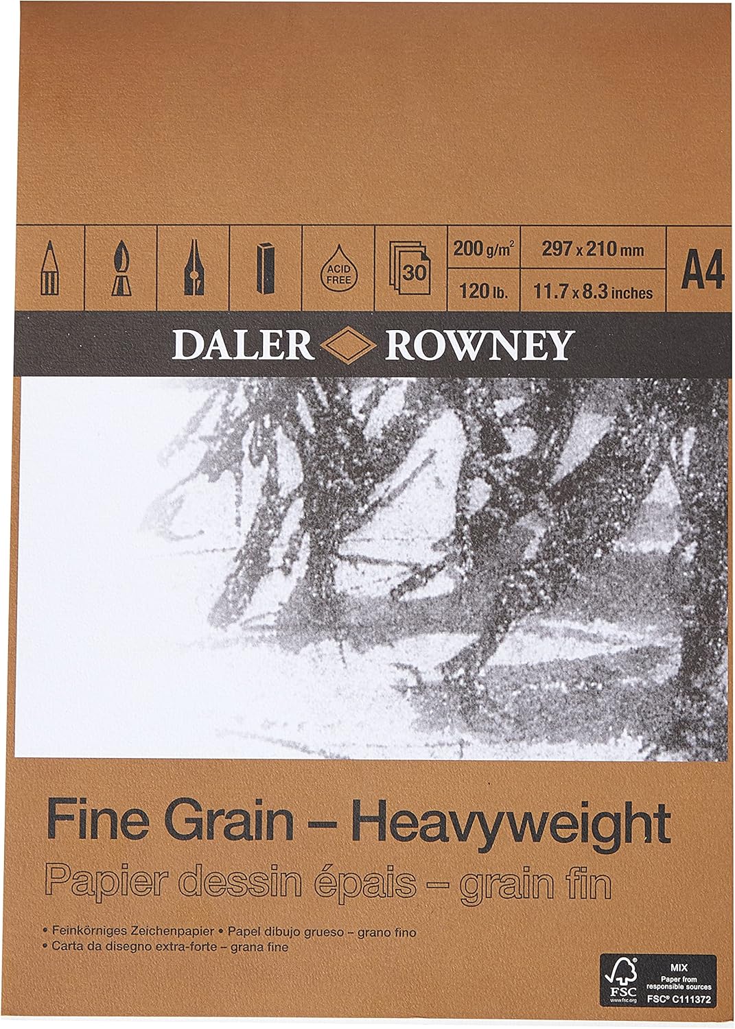 Thumbnail 6 de Daler Rowney blocco da disegno grana fine A3, bianco, 30 fogli, 200 g/m²