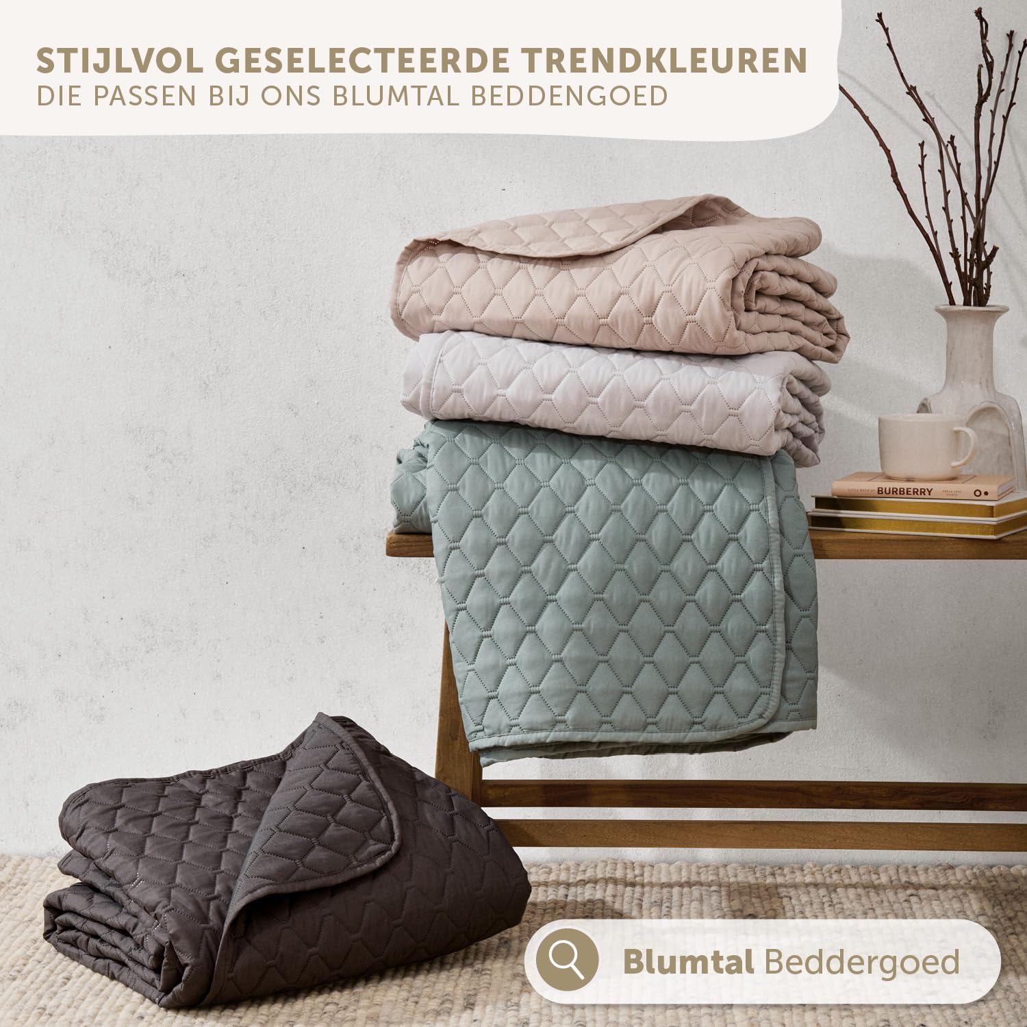 Detalle 2 de Blumtal EB0257 bedsprei 220 x 240 cm, lichtgrijs polyester