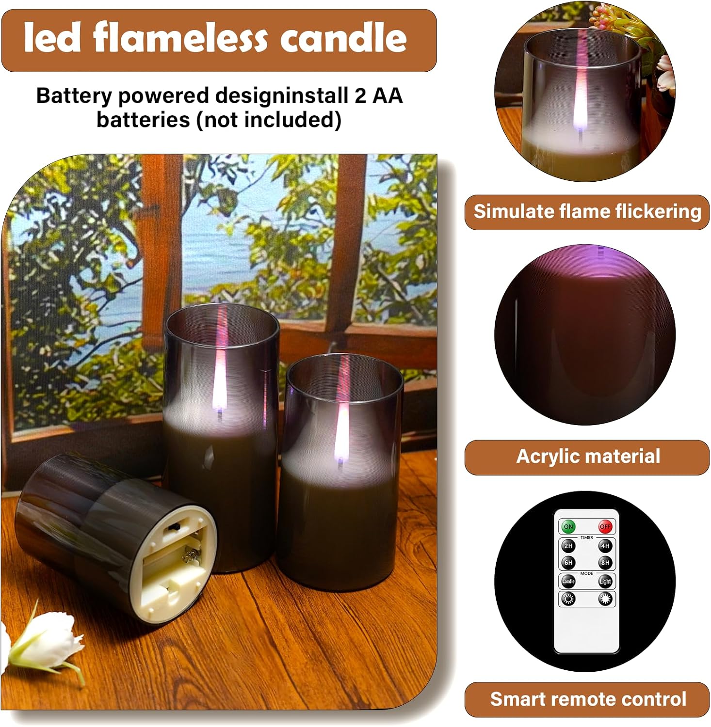 Detalle de Kakoya Flameless LED Candles, Set of 3