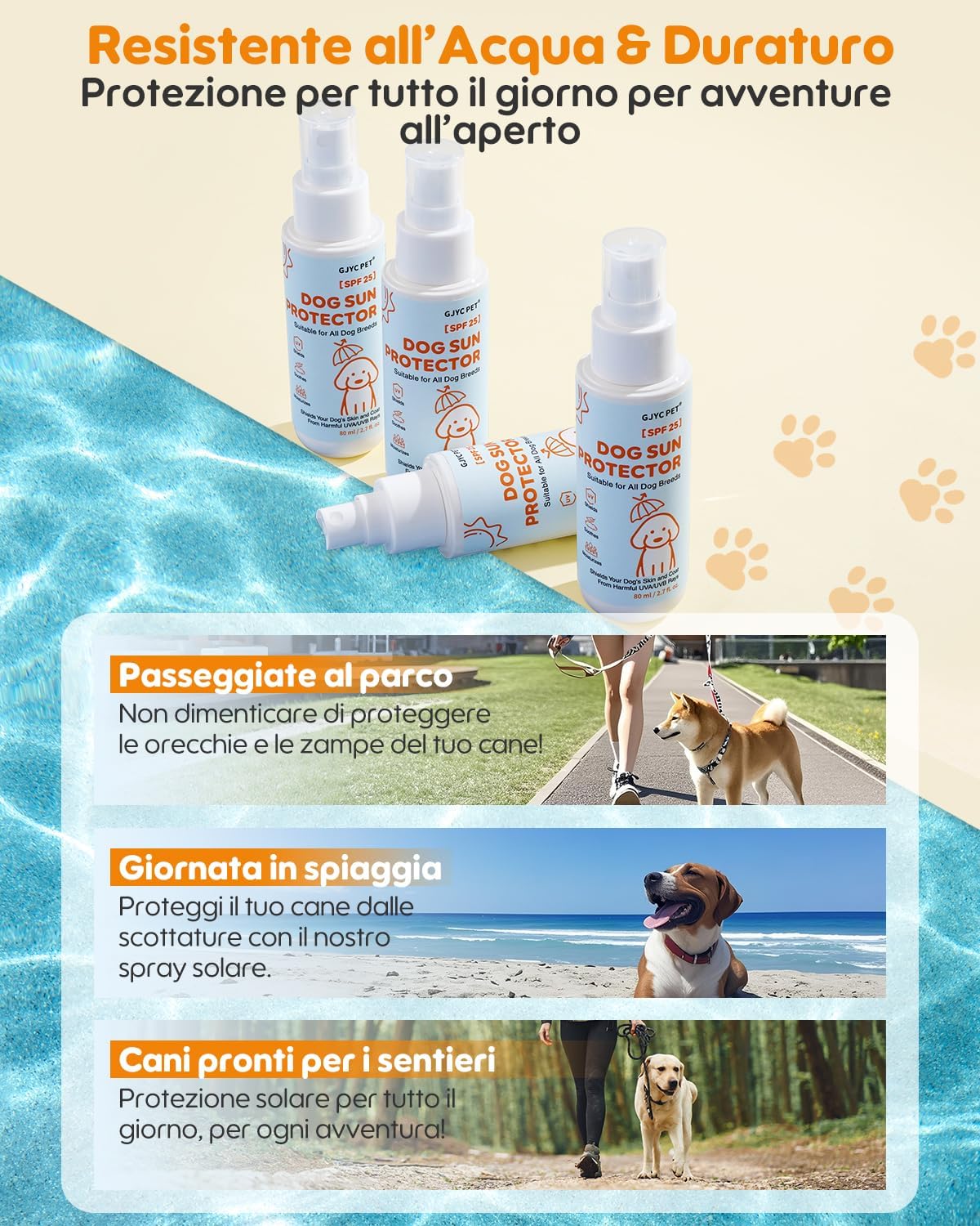 Detalle de Protezione solare per cani – Spray solare 3-in-1 (Protegge, lenisce & idrata) | Trasparente, asciugatura rapida e resistente all’acqua
