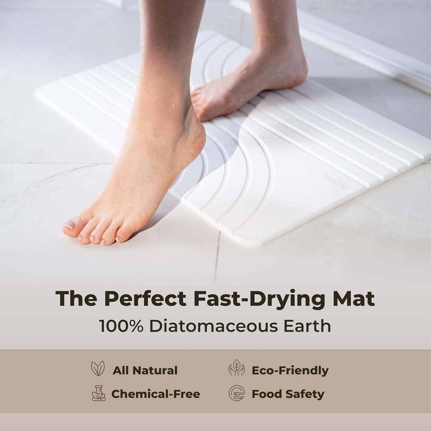 Thumbnail 3 de TOSORO Diatomaceous Earth Stone Bath Mat (23.5 x 15) in Sandstone