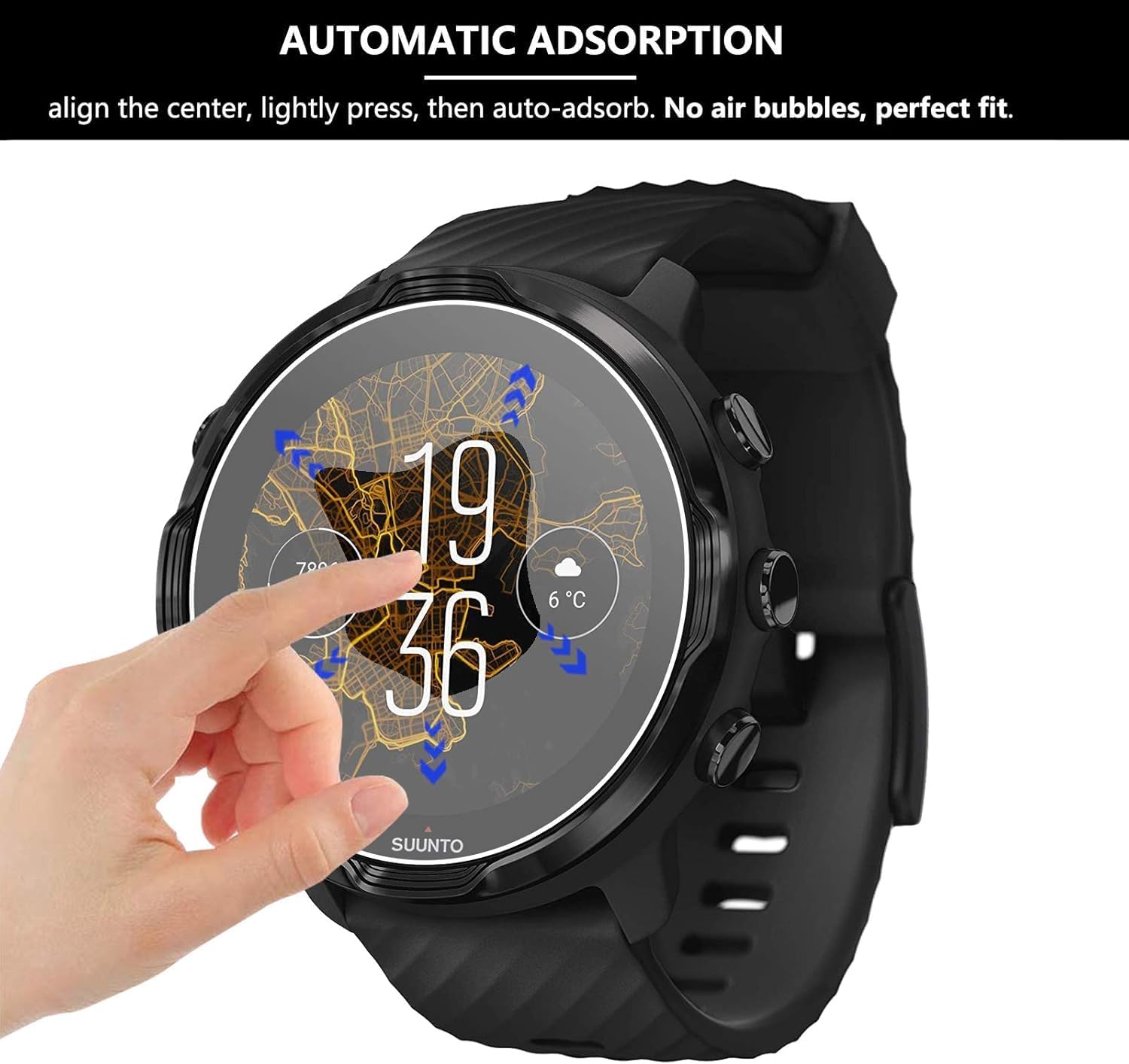 Detalle de Lusee 3 Pack Tempered Glass Screen Protectors for Suunto 7 / Suunto 9 Baro / Suunto D5