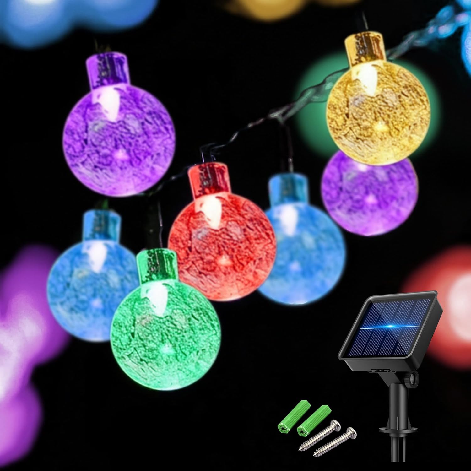 Detalle de Knayis 50LED Solar Fairy Lights (7m/23ft) – Outdoor Waterproof String with 8 Lighting Modes