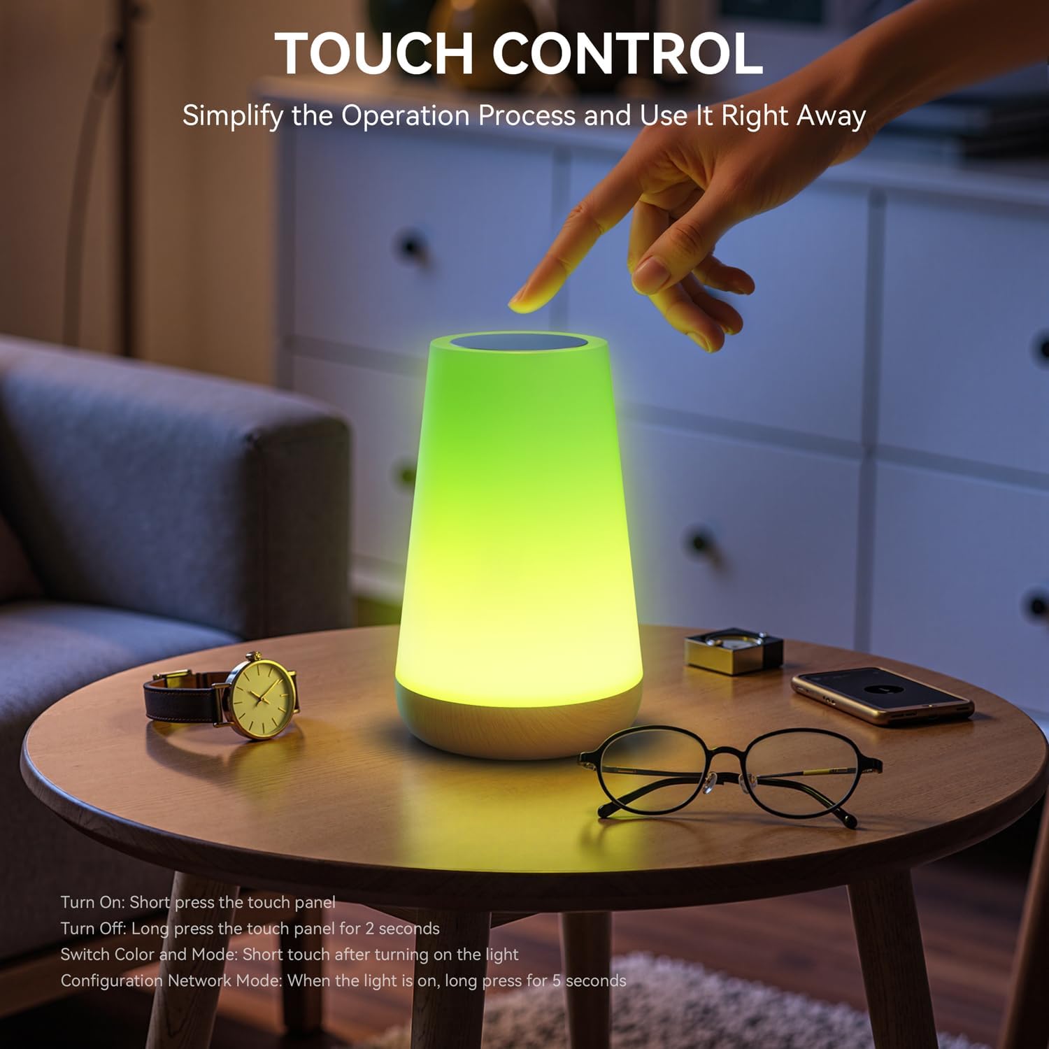 Thumbnail 6 de Auxmir Smart Nachttischlampe Nachtlicht Touch dimmbar RGBICWW mit WLAN & App (Alexa/Google) – Timer für Kinderzimmer
