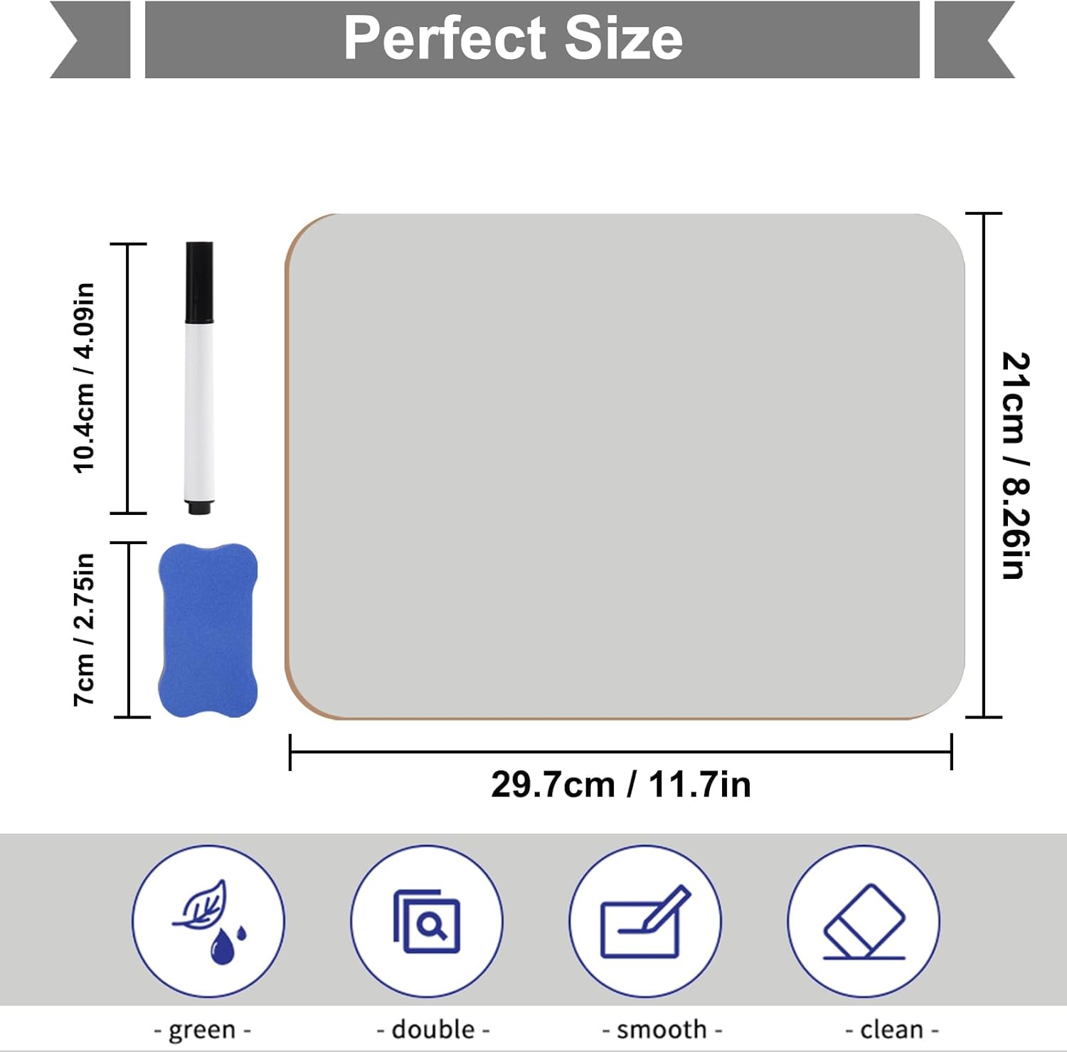 Detalle de Hisredsun 32-teiliges Mini-Whiteboard-Set (A4), doppelseitig, inkl. Stifte & Radiergummis