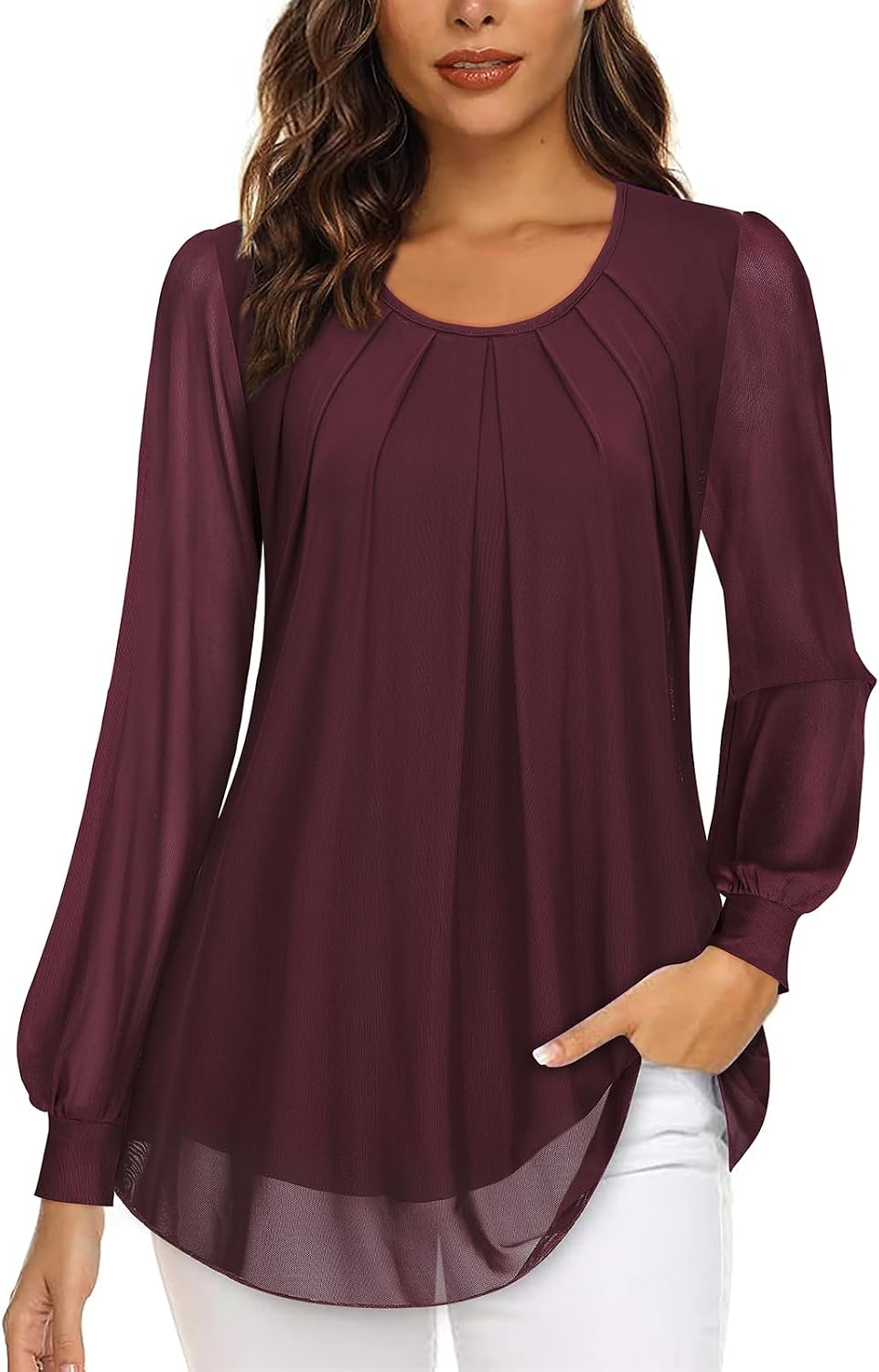 Detalle 2 de Gemulate long sleeve chiffon top for Women M-3XL