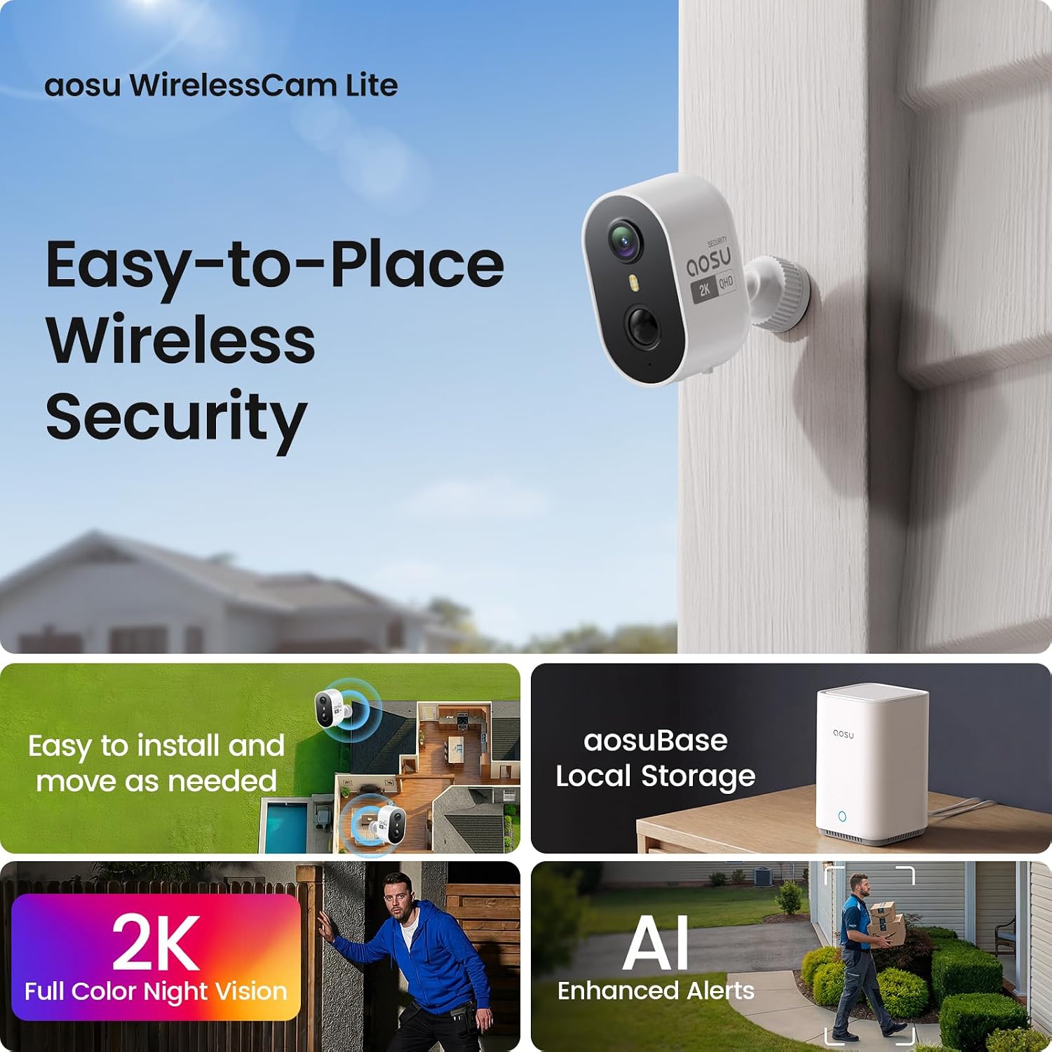 Thumbnail 1 de aosu Outdoor Security Cameras Wireless Home Surveillance System (6-Cam-Kit) with aosuBase