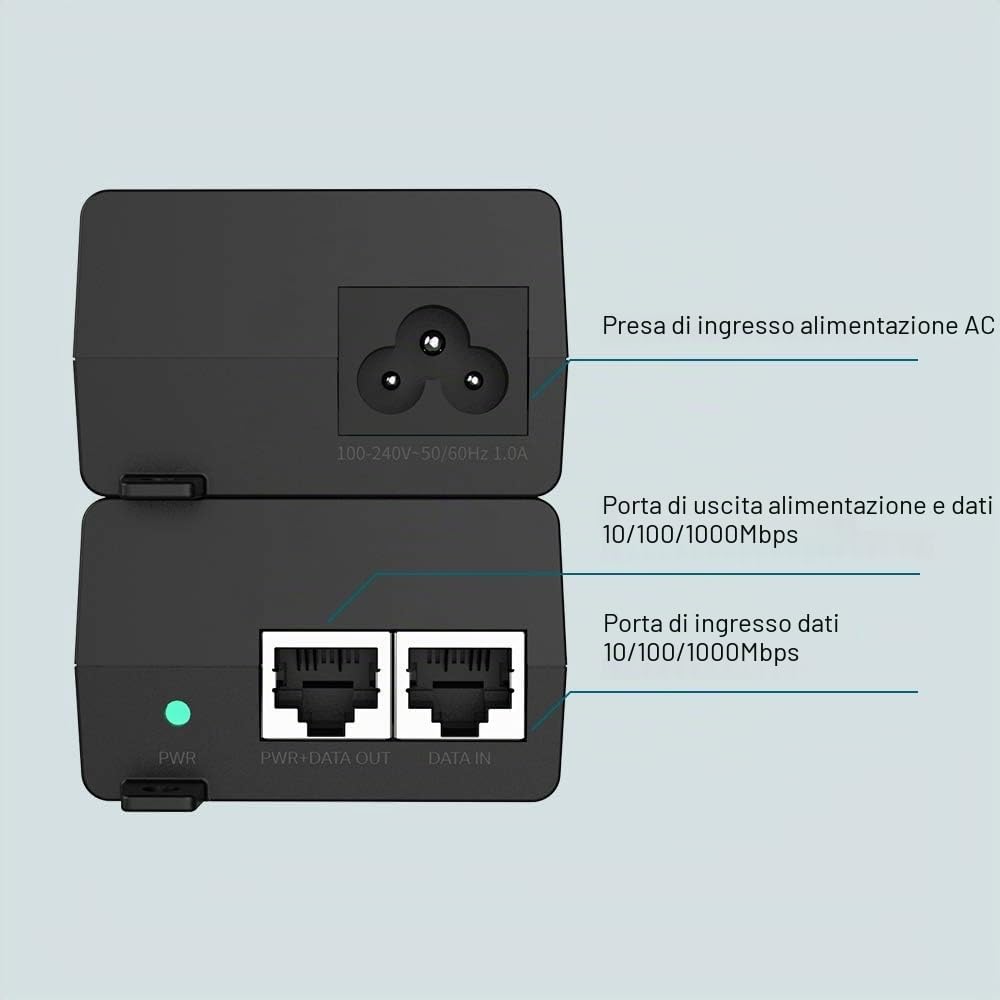 Detalle 2 de TP-Link TL-POE160S: PoE+ Injector 30W, 2 porte Gigabit RJ45, alimentazione e dati su un solo cavo