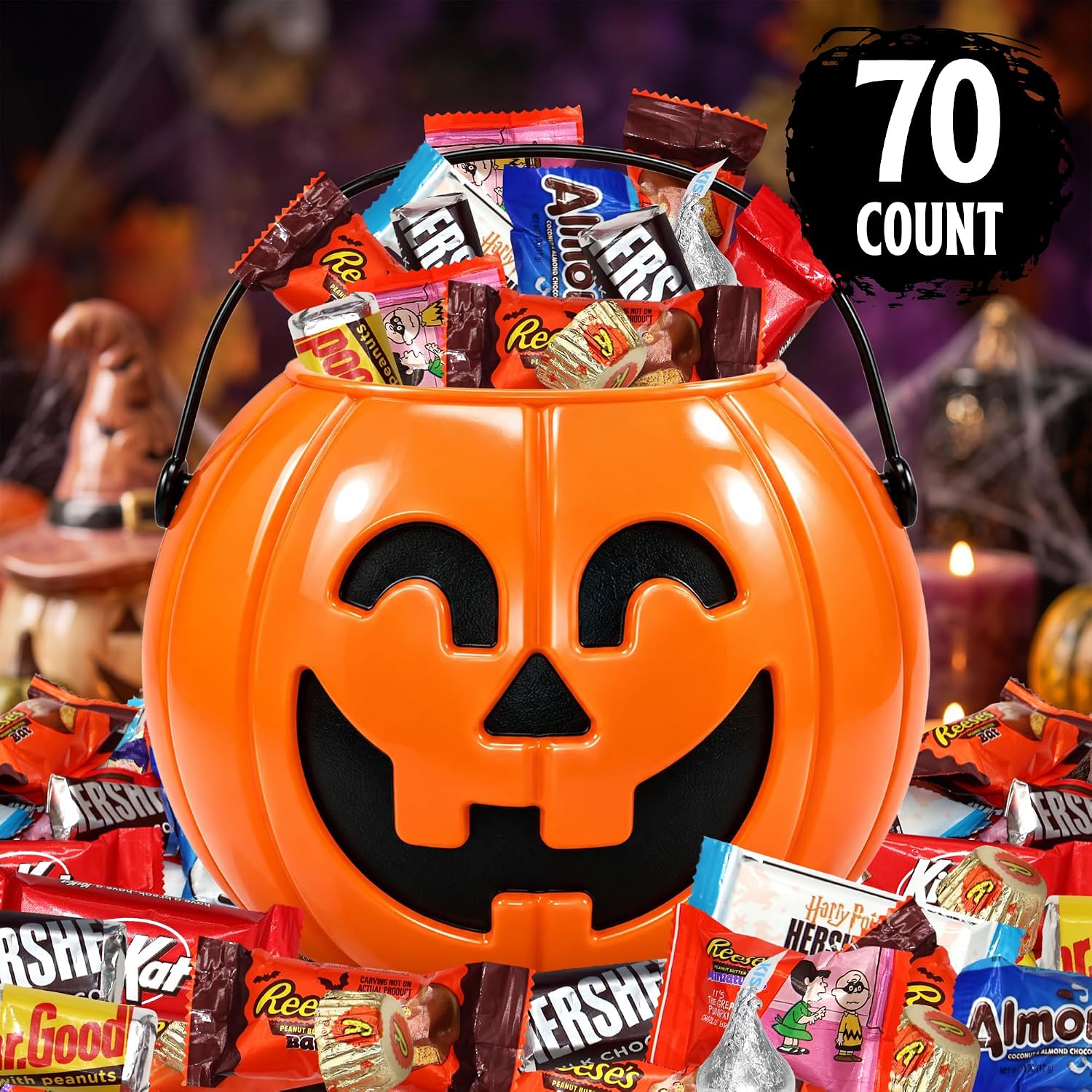 Detalle de Taboom Halloween Chocolate Pumpkin Bucket, 21 oz Individually Wrapped Candy