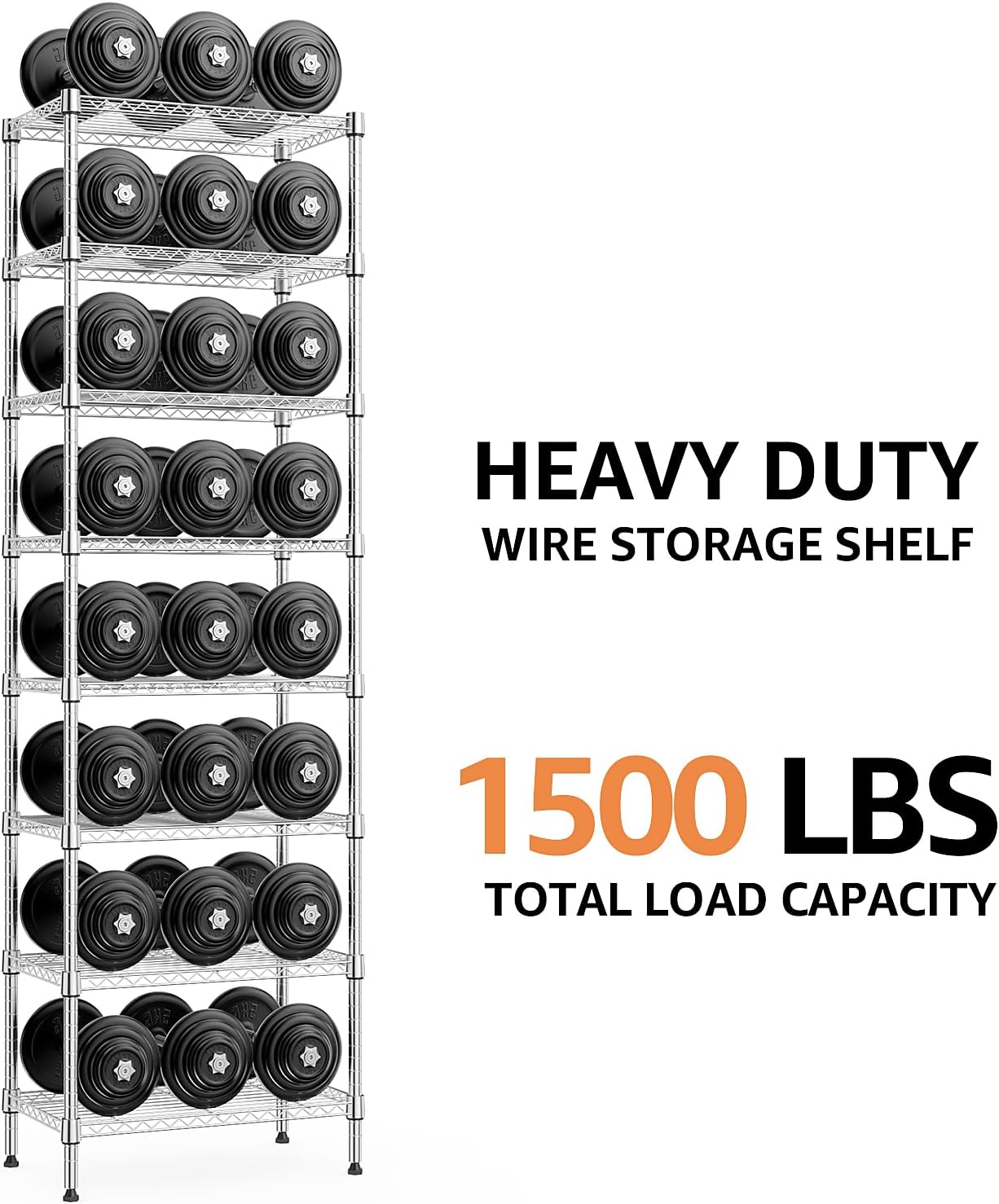 Thumbnail 4 de M MZG 8-Tier Storage Rack: 2000 lbs Capacity, Chrome Wire Shelving