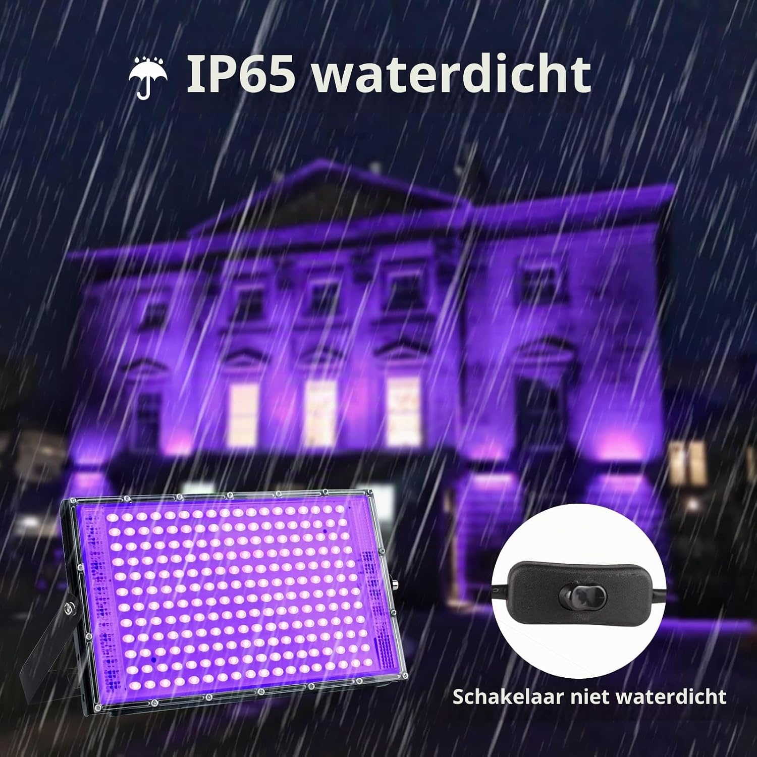 Detalle de CREATESTAR 2pack150W-DE uv-blacklight-schijnwerpers, 395–400 nm, IP65