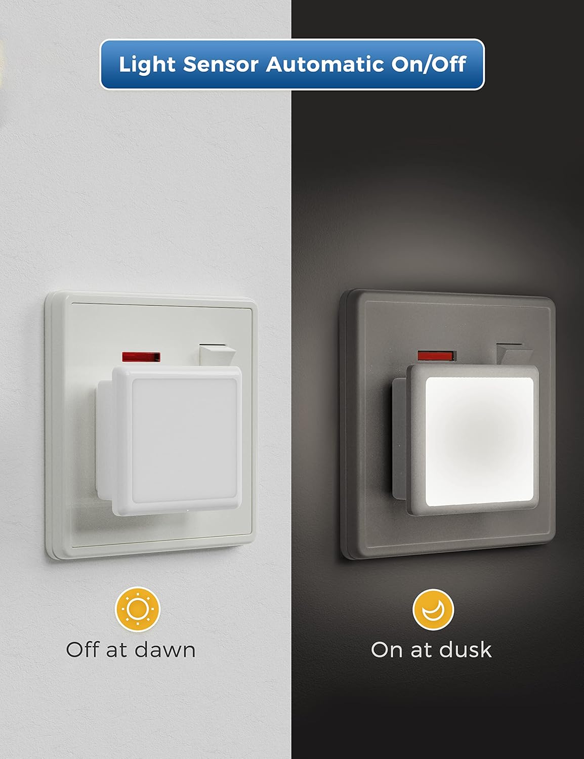 Thumbnail 1 de LOHAS-LED Night Light 2 Pack: Plug-in Wall Night Lights with Dusk to Dawn Sensor, 6000K Cool White