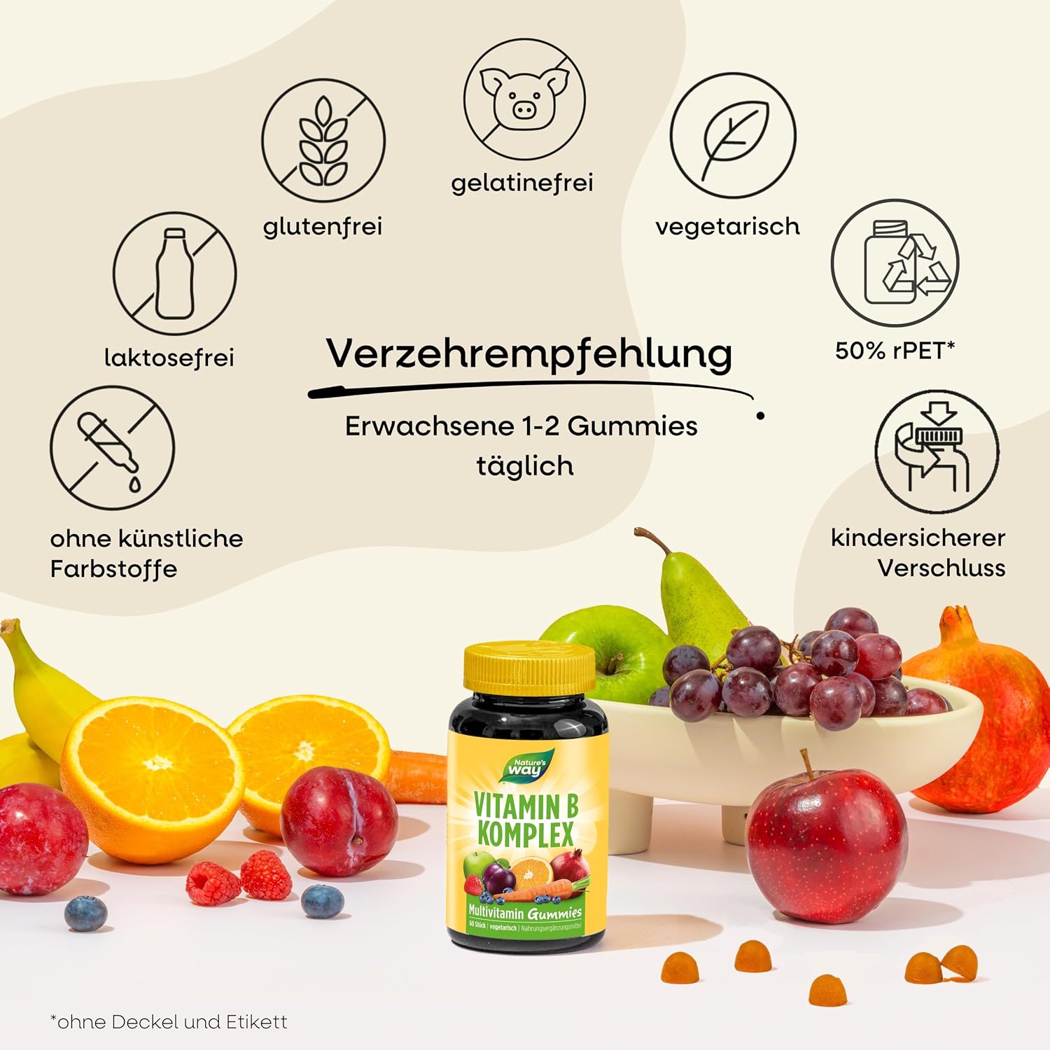 Thumbnail 3 de Vitamin B Komplex Multivitamin Gummibärchen mit Vitamin C & 8 B-Vitaminen – vegetarische Gummies (60 Stk)