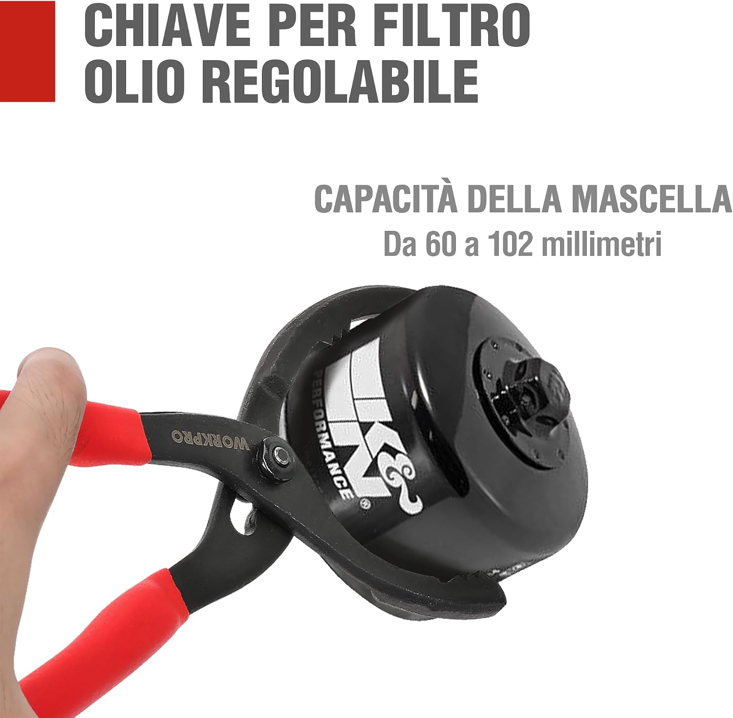 Thumbnail 3 de WORKPRO Pinza per Filtro Olio Regolabile 30 cm – chiave per filtro Ø 60–102 mm con impugnatura antiscivolo