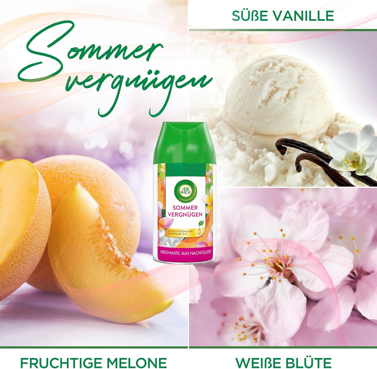 Detalle de Air Wick Freshmatic Max Starter-Set mit 2 Nachfüllern – Automatisches Raumspray, Sommervergnügen