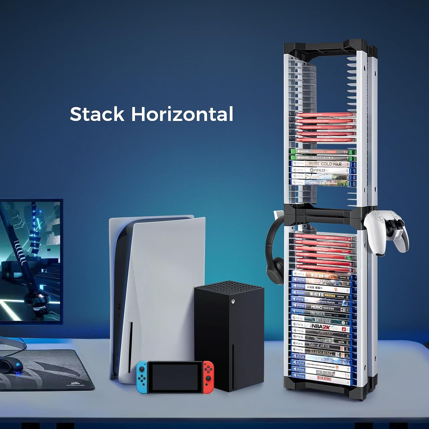 Detalle 2 de ASFSKY Video Game Storage Tower 46-Game