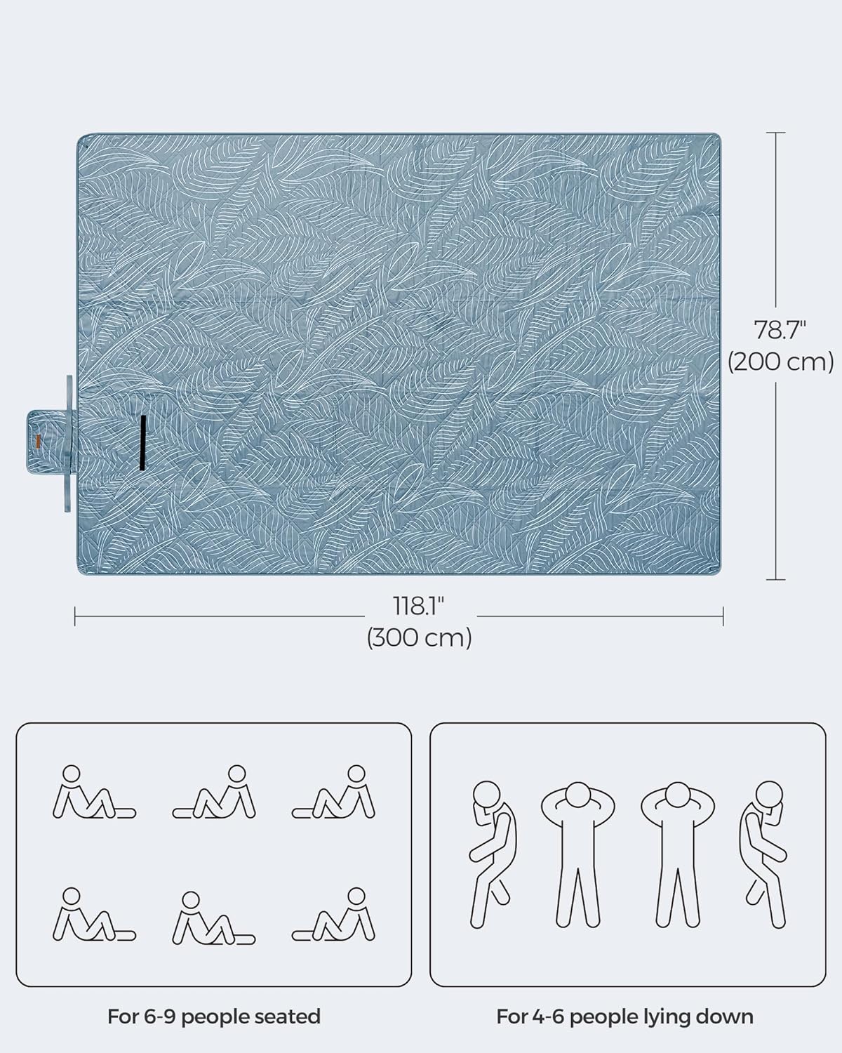 Thumbnail 2 de SONGMICS Picnic Blanket 300 x 200 cm with 4 ground pegs (GCM310Q03)