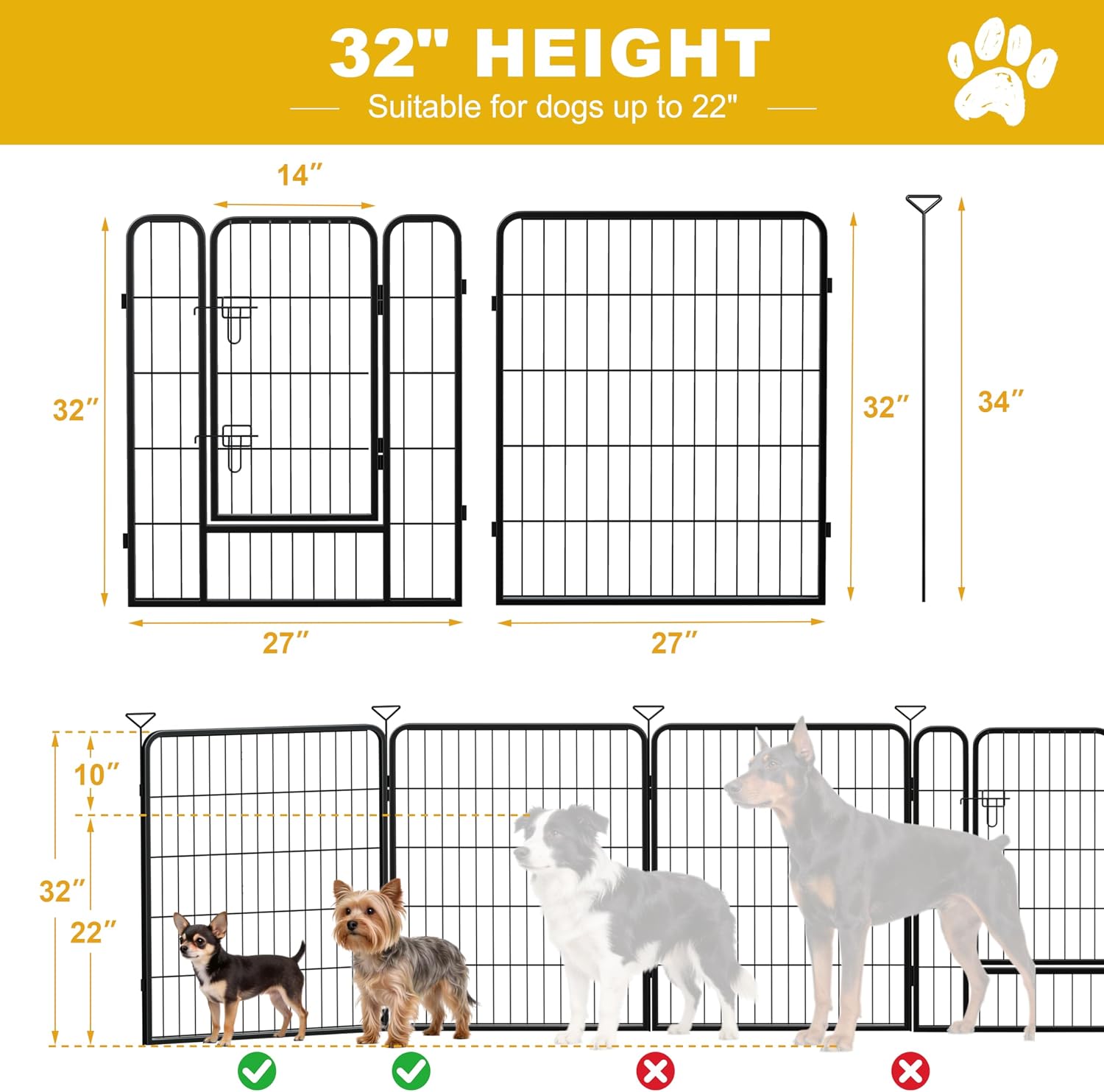 Detalle 2 de Pvpy Yvrd Dog Playpen, 32-Inch