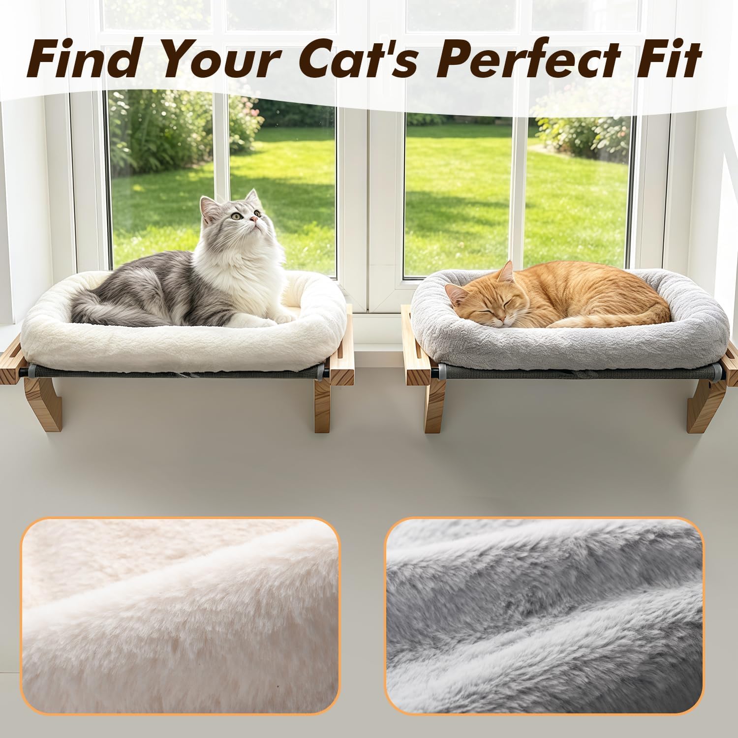 Detalle 2 de AMOSIJOY wsp110 Cat Window Perch, Wood-and-Metal Frame, 40 lb Capacity