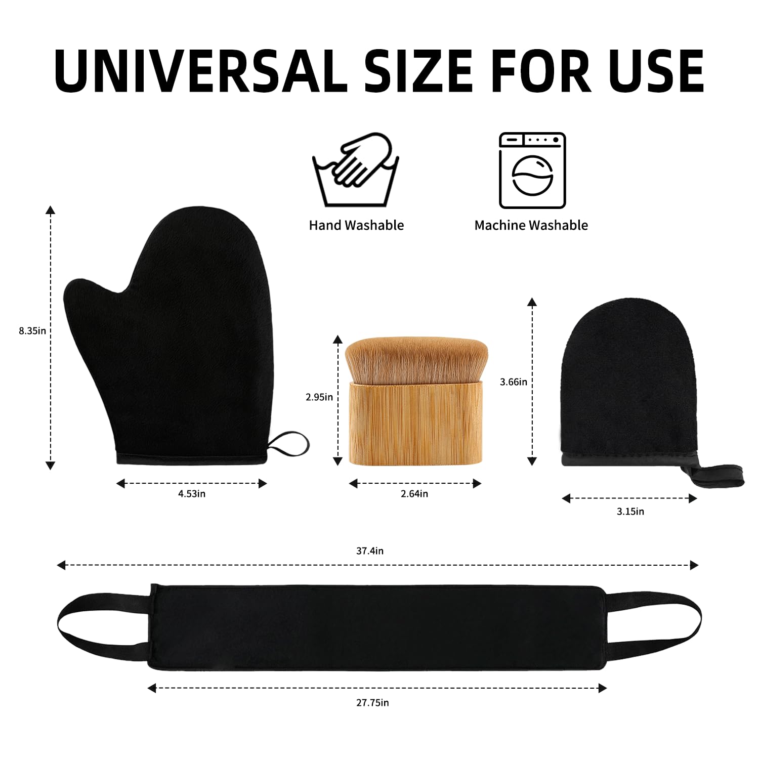 Thumbnail 2 de FUNAN Self Tanning Application Kit, 4‑Piece Set – Back Applicator, Mini Mitt, Tanning Mitts und Kabuki Pinsel