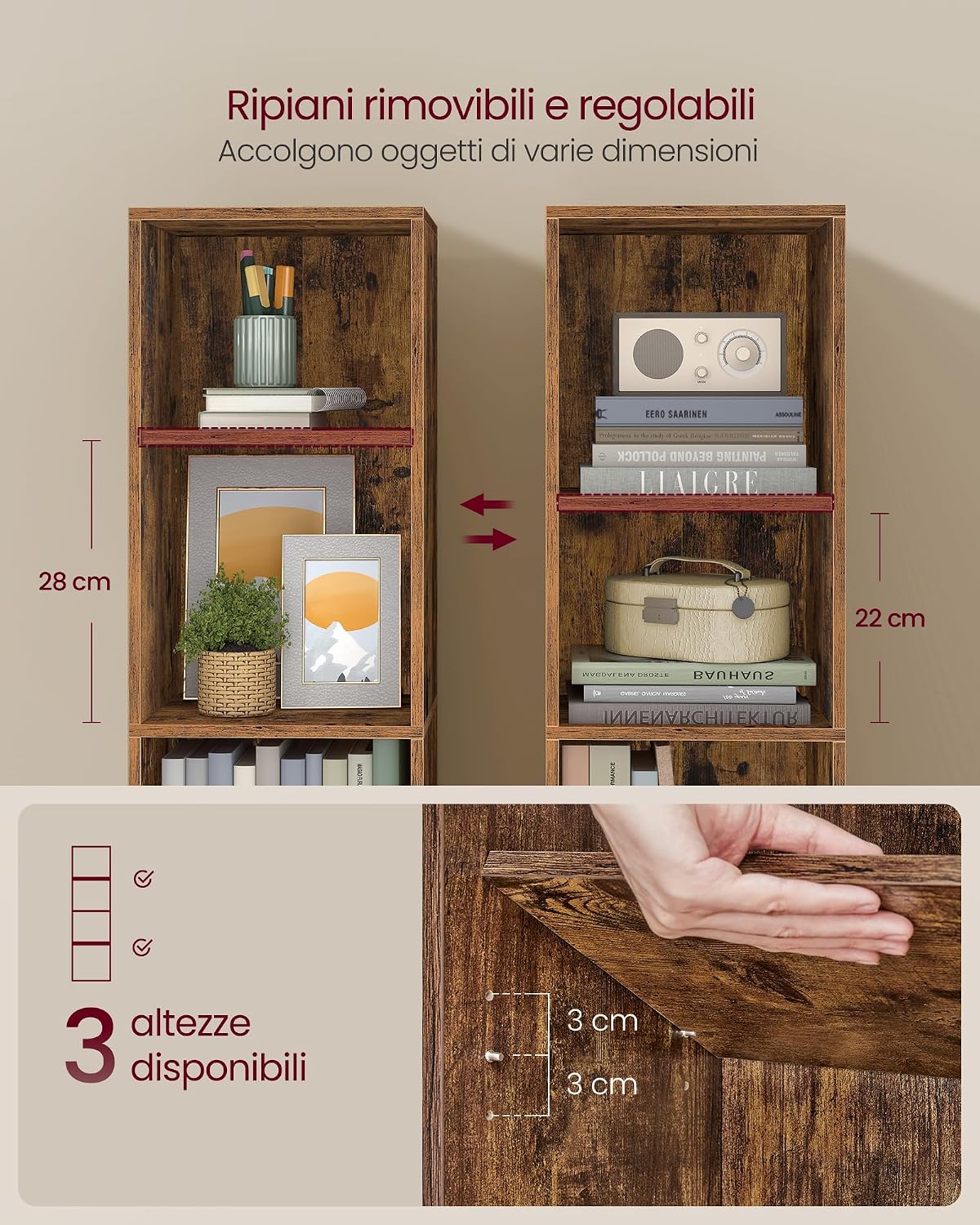 Detalle 2 de VASAGLE Libreria a 4 Ripiani LBC434K01 – Marrone Vintage
