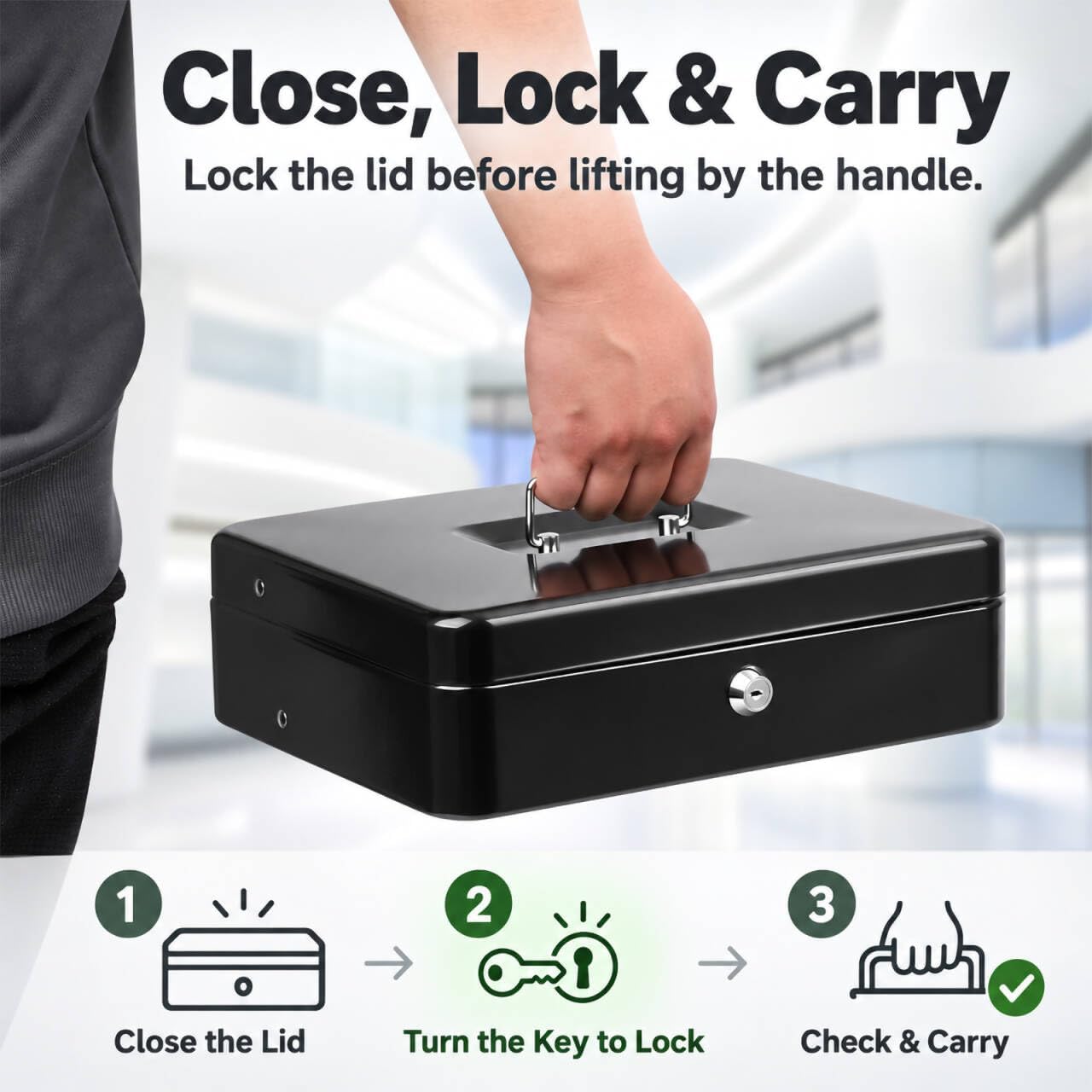 Thumbnail 3 de KYODOLED Locking Cash Box 11.81x9.45x3.54 in
