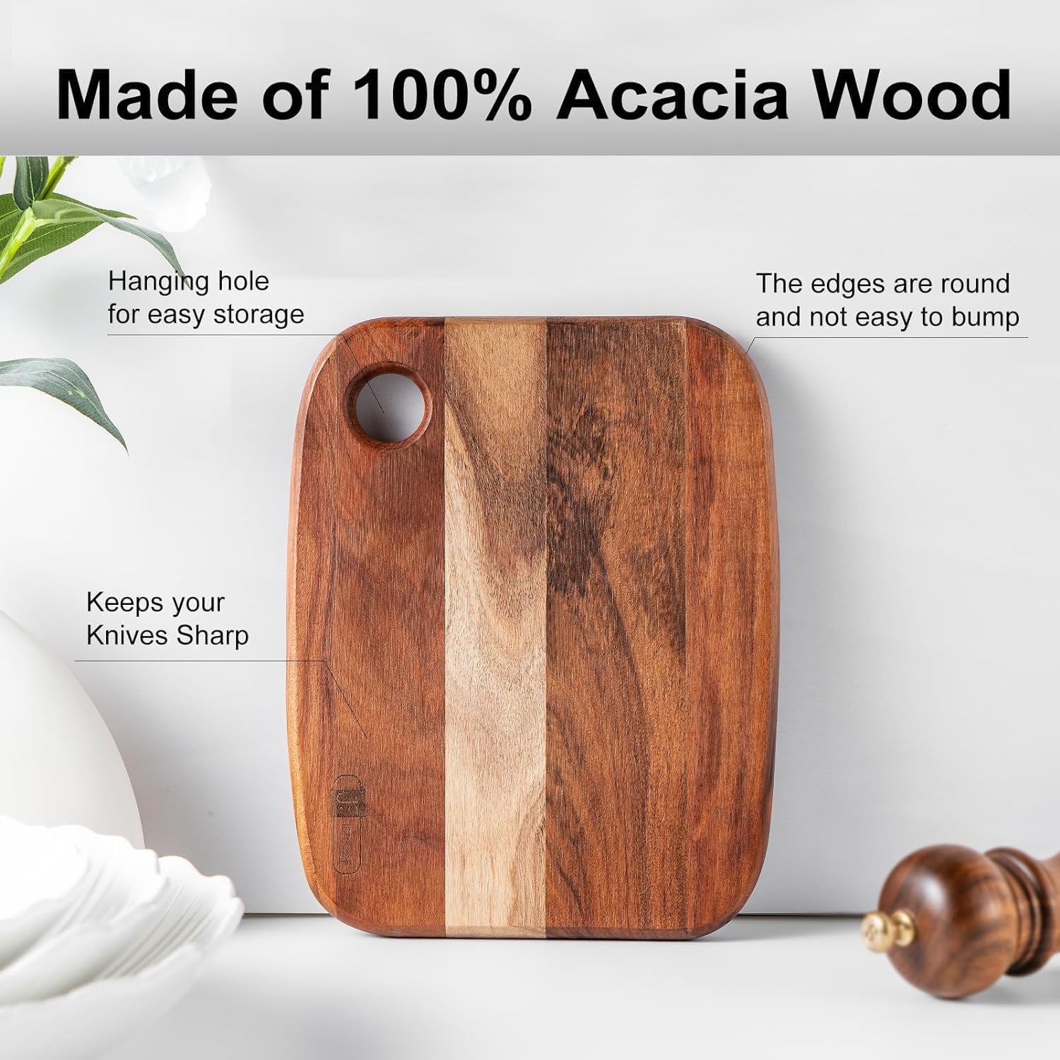 Thumbnail 6 de Acacia Wood chopping boards (James.F) – solid acacia wooden cutting & serving board with hanging hole
