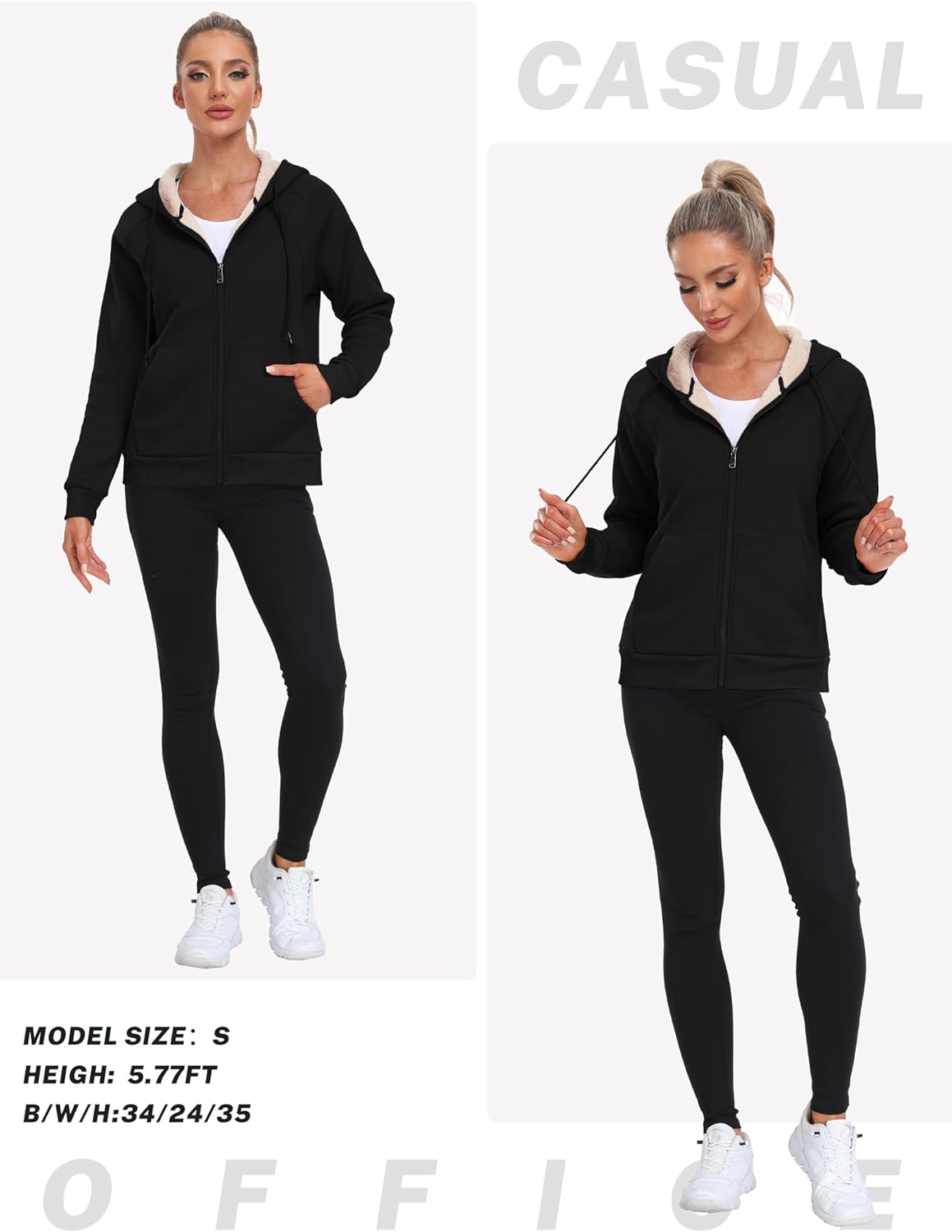Thumbnail 6 de MoFiz Women's Fleece Hoodie with Zip, Warm & Cozy