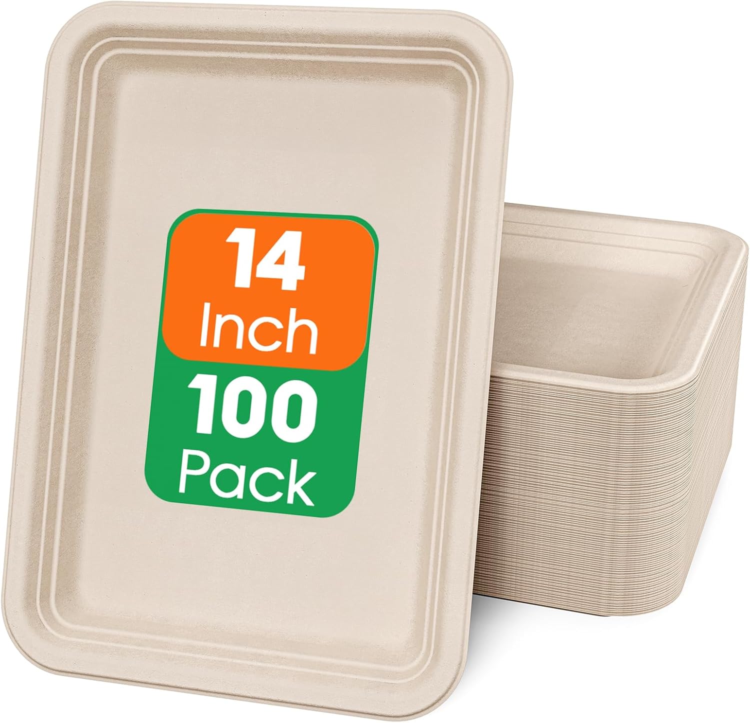 Detalle de ECOLipak 14-Inch Disposable Food Trays (100 Pack): Compostable, Heavy-Duty Crawfish & Party Serving Plates