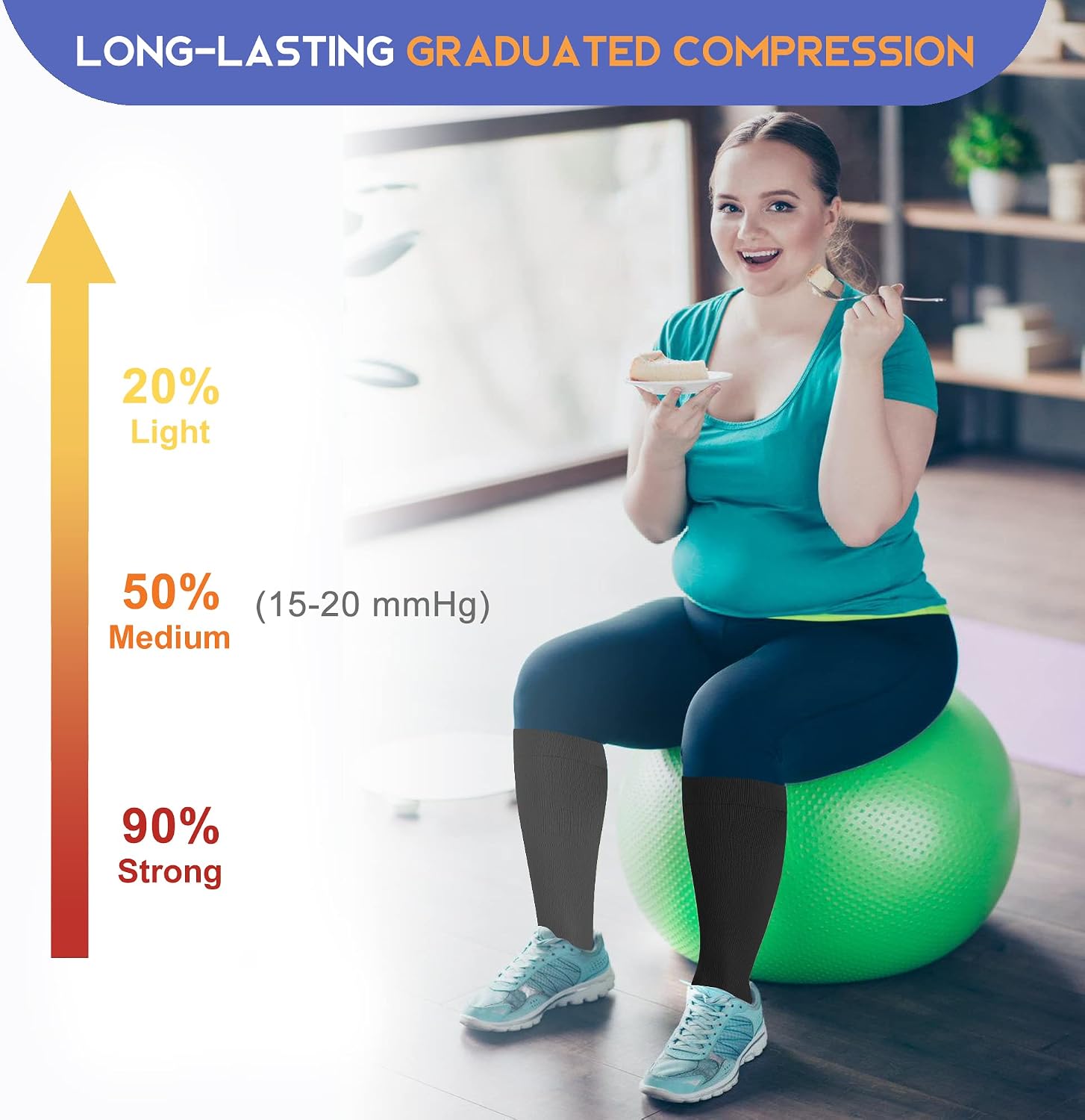 Thumbnail 3 de LEVSOX Plus Size Compression Socks, Wide-Calf Knee-High, 15–20 mmHg
