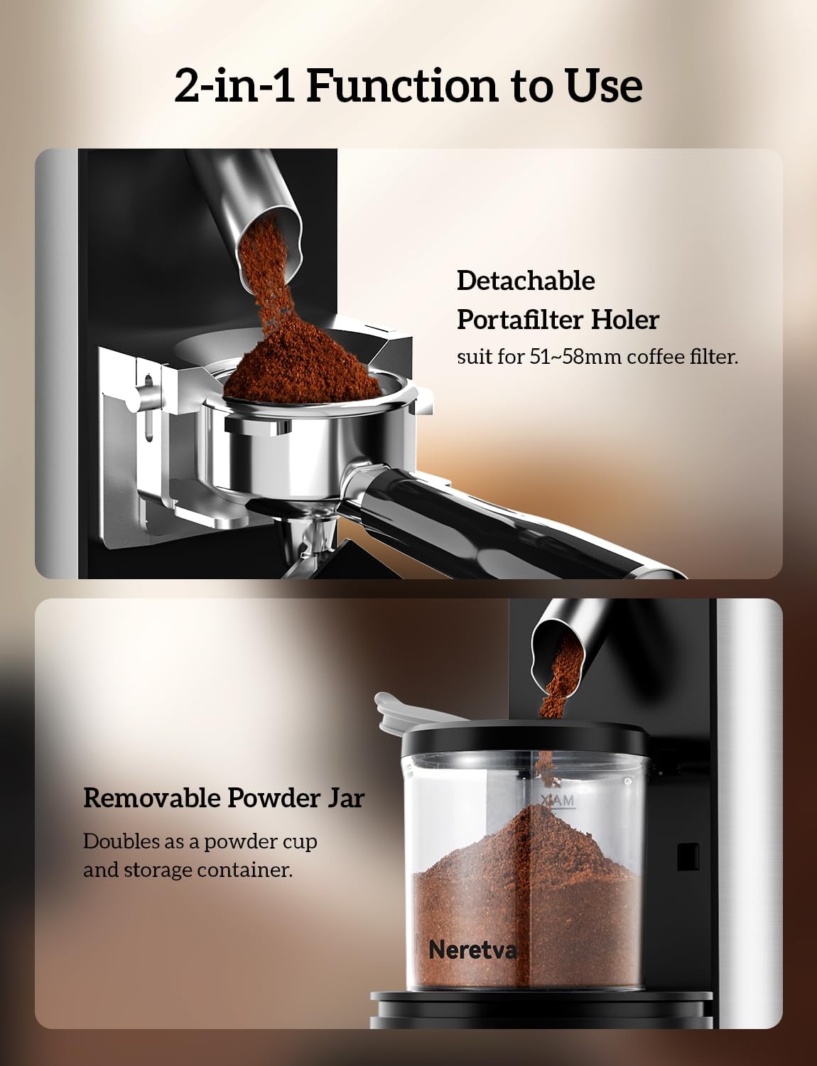 Detalle 2 de Neretva coffee grinder, stainless steel