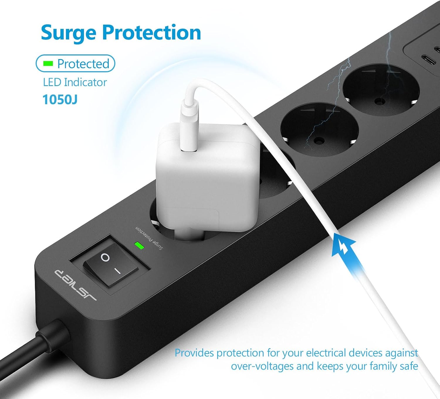 Thumbnail 2 de JSVER Multiprise 4 prises 3680 W