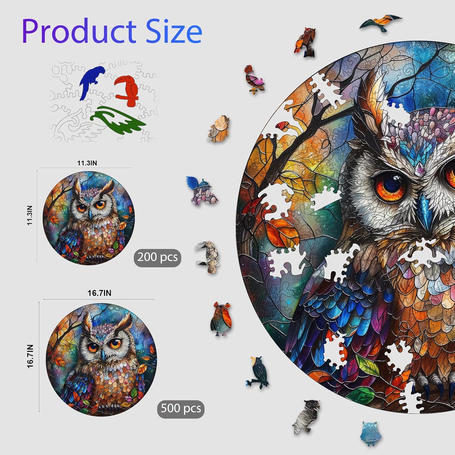 Detalle de Ruikiyart 200-Piece Wooden Owl Puzzles for Adults