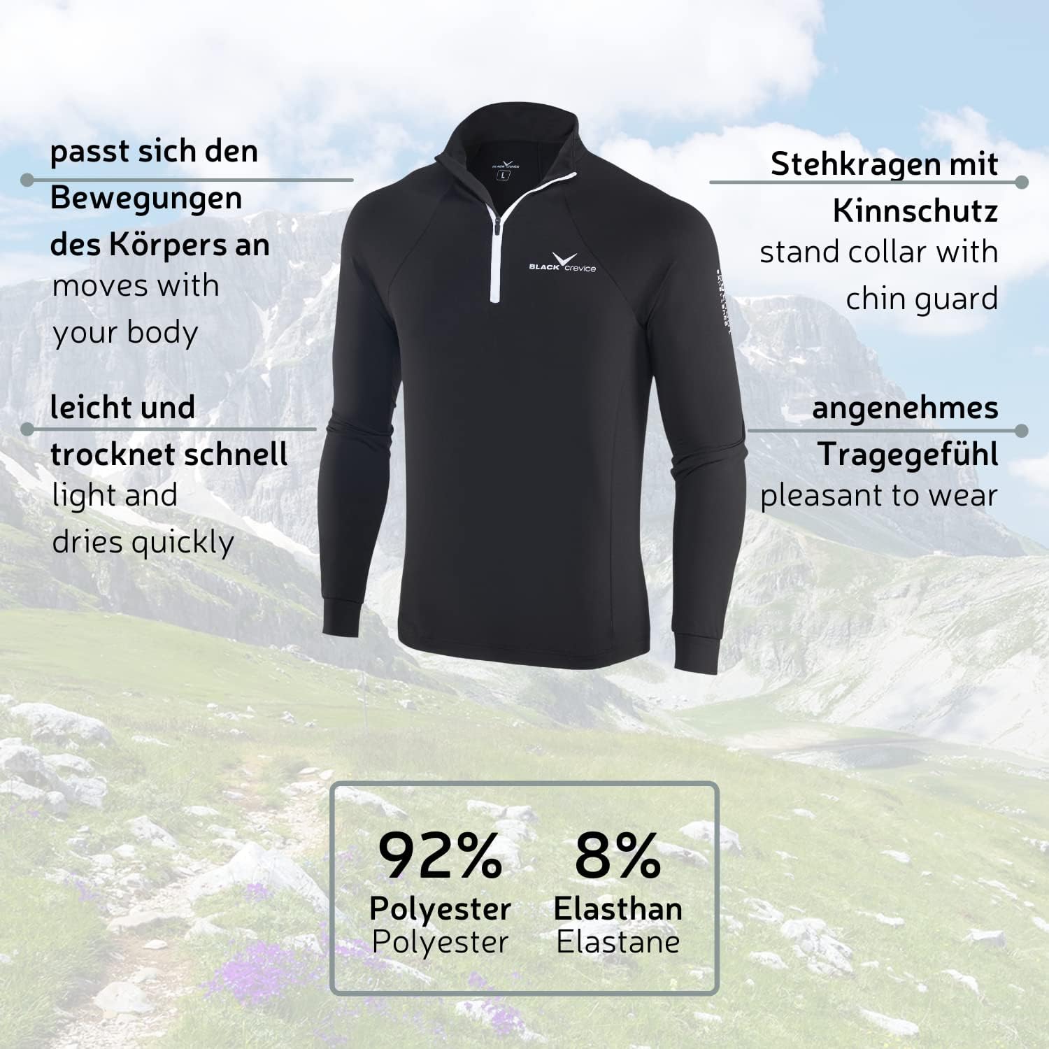 Thumbnail 3 de Black Crevice BCR1120: Maglia Funzionale da Uomo a Maniche Lunghe, ideale come dolcevita per sport invernali