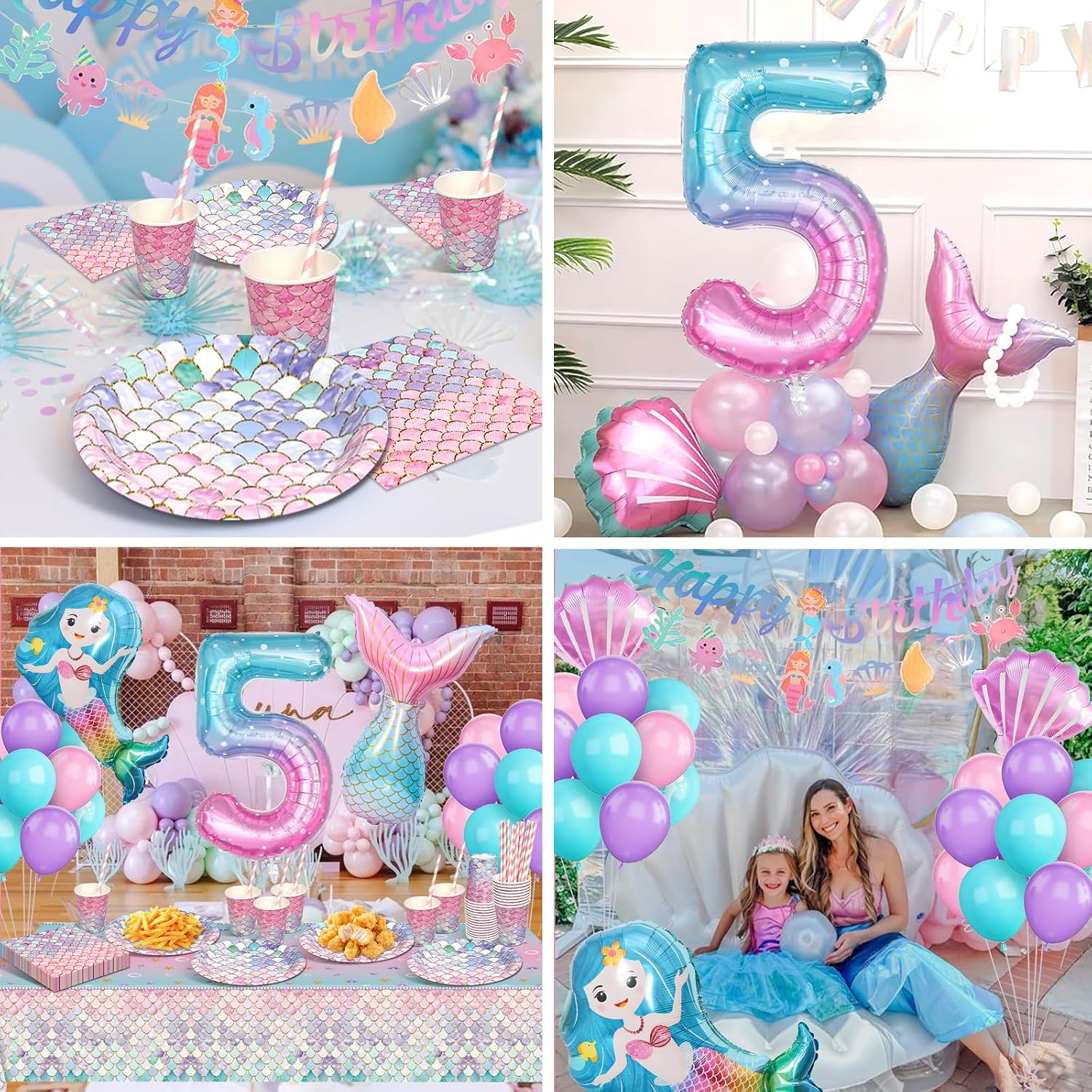 Thumbnail 6 de yosiio Meerjungfrau Partygeschirr Set 5 Jahre