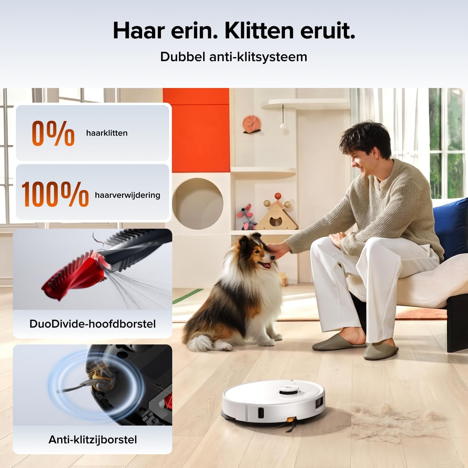 Detalle de roborock Qrevo 2 Pro-Set robotstofzuiger met FlexiArm en automatisch dweildock