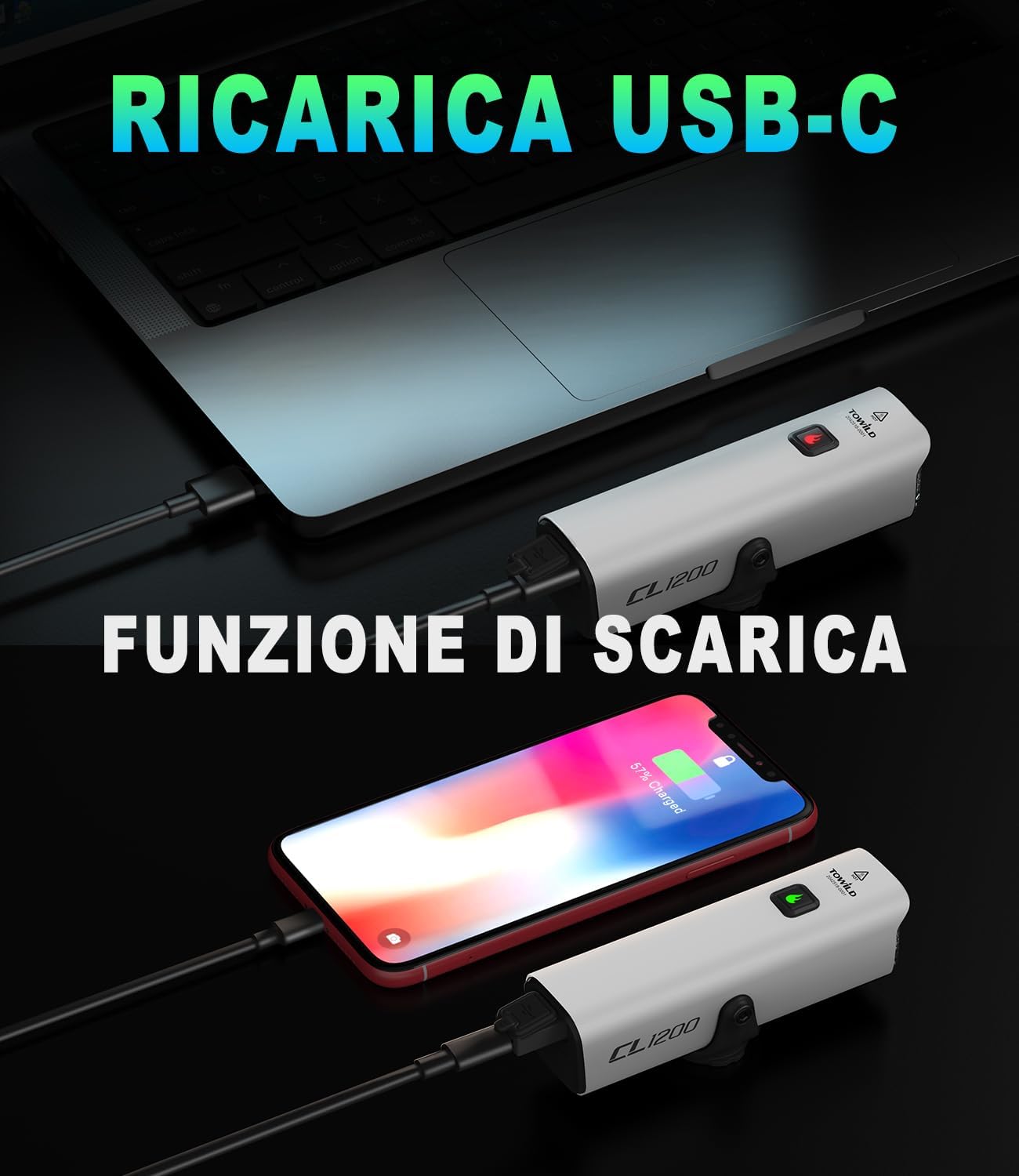 Thumbnail 6 de towild CL1200 1200 lumen luce anteriore per bici