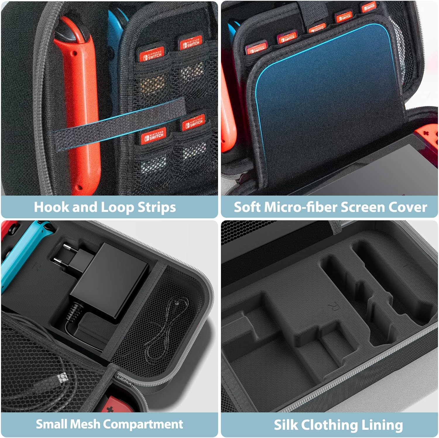 Thumbnail 4 de OIVO Étui Rigide pour Nintendo Switch & Switch OLED – transport et protection avec 20 emplacements