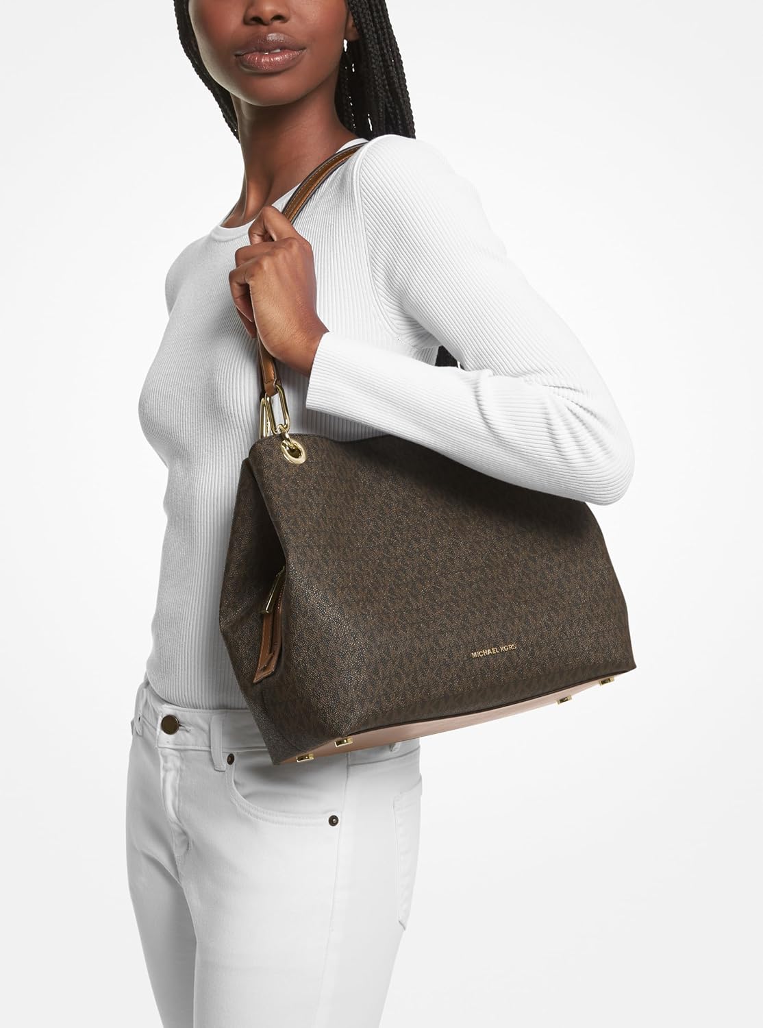 Detalle 2 de Michael Kors Lg Shldr Tote, Borsetta Donna: eleganza pratica in tela stampata