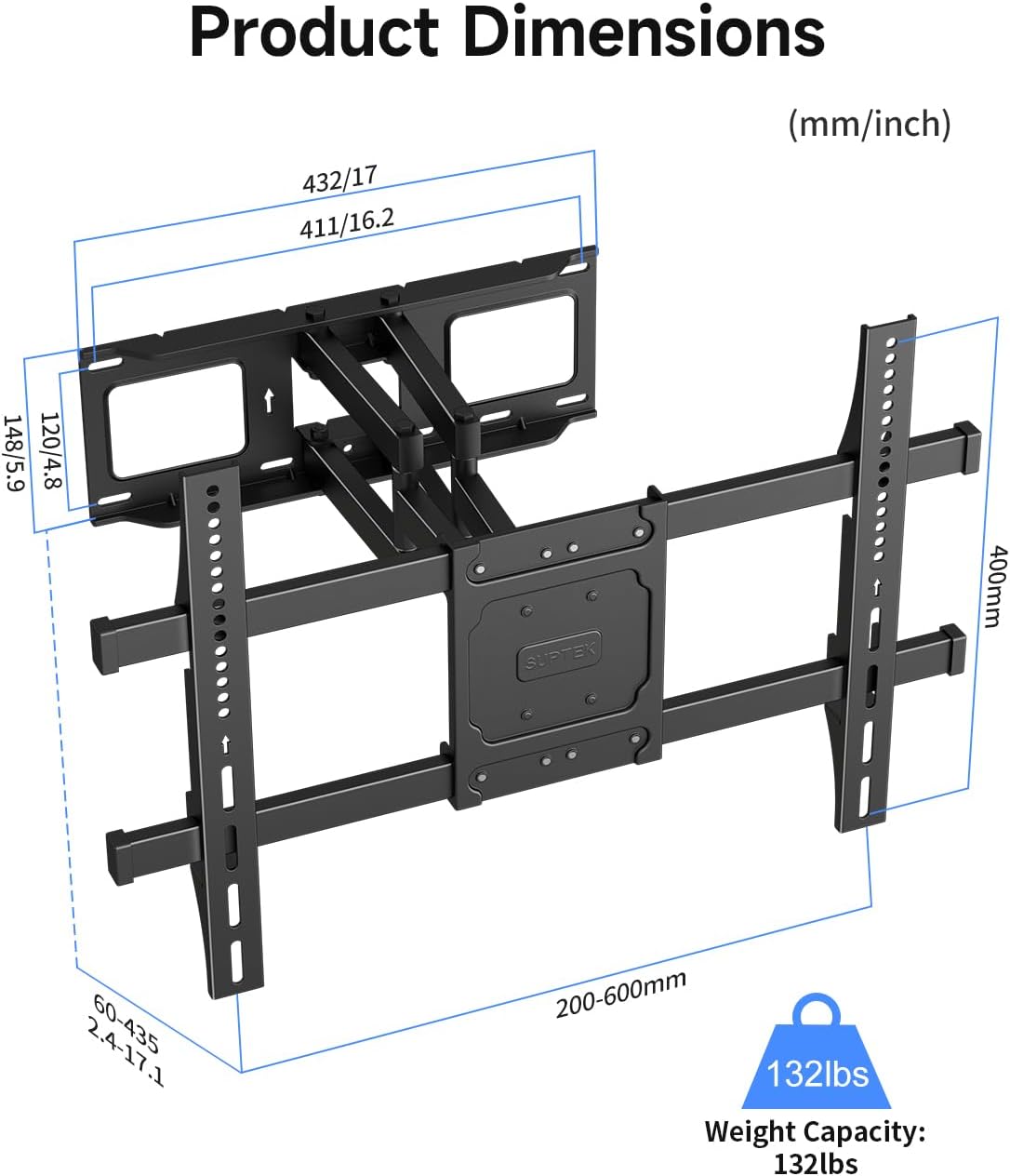 Thumbnail 6 de Suptek MA01A Full Motion TV Mount 132lbs