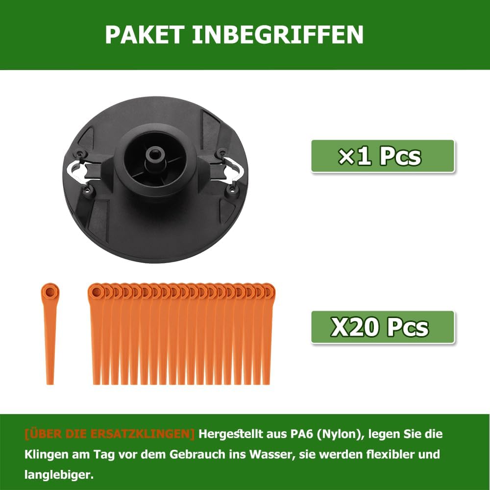 Thumbnail 6 de Upgrade Doppelklinge Messerteller als Ersatz für Gardena (kompatibel mit 9876, 9878, 14700, 14701) – inkl. 20 Klingen