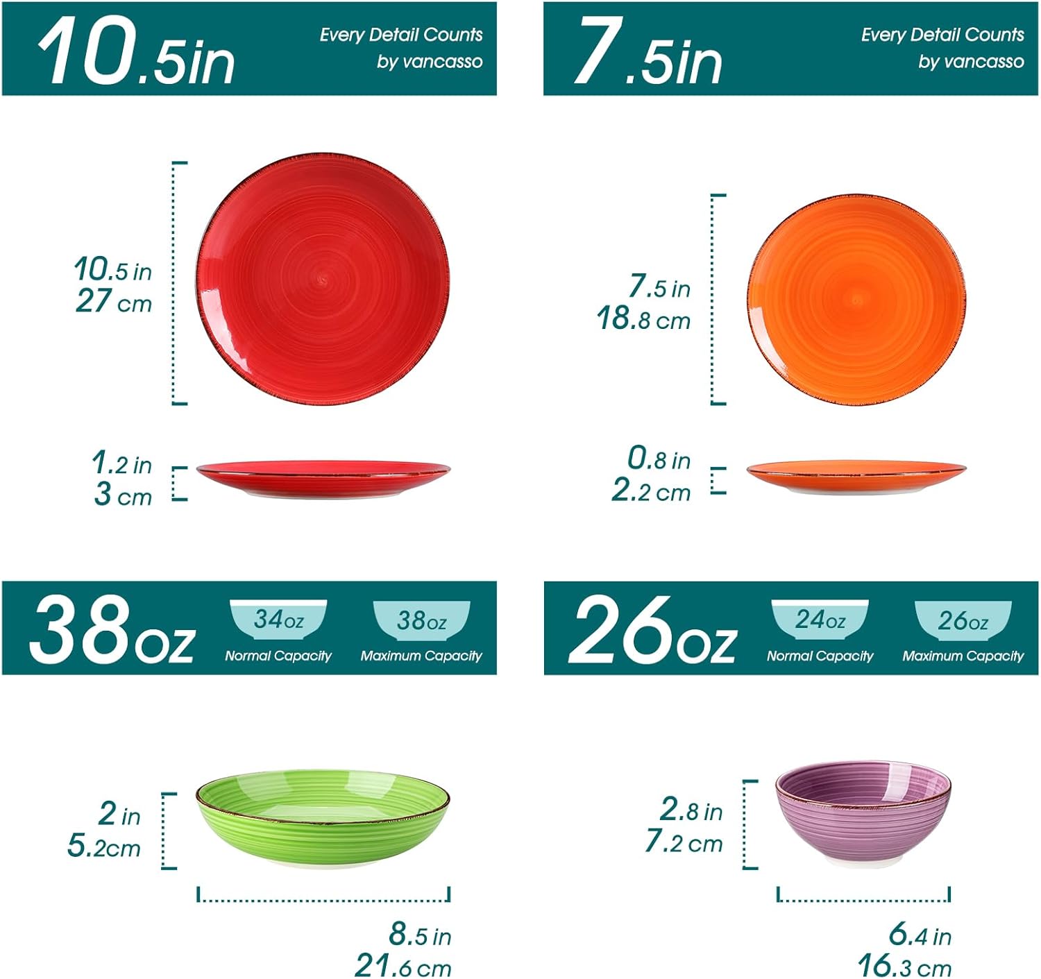 Thumbnail 1 de Vancasso Bonita 24-Piece Multicolor Stoneware Dinnerware Set for 6