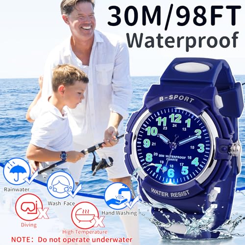 Detalle de DTKID Kinderuhr Junge Mädchen – 7-Farben Armbanduhr Analoge Uhr, 3ATM Wasserdicht, 5–16 Jahre