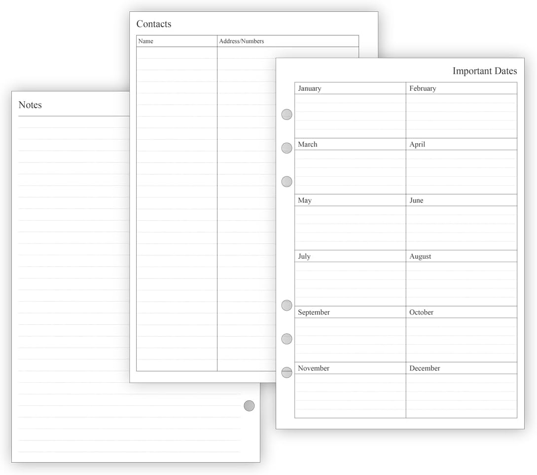 Detalle de Orgnizme 2027 Diary Refill for A5 – Week on Two Pages, Filofax Compatible