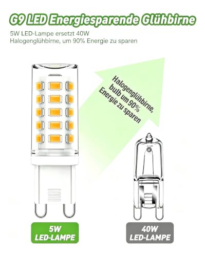 Detalle 2 de tuare G9 LED Lampe Warmweiß 5W / 560 lm – 6er Pack
