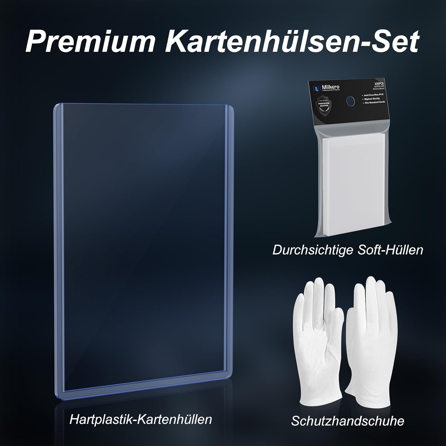 Thumbnail 1 de Mlikero 400 Kartenhüllen 3x4 Zoll – Hartkartenhüllen inkl. 200 Hartkartenhüllen und 200 Transparente Hüllen