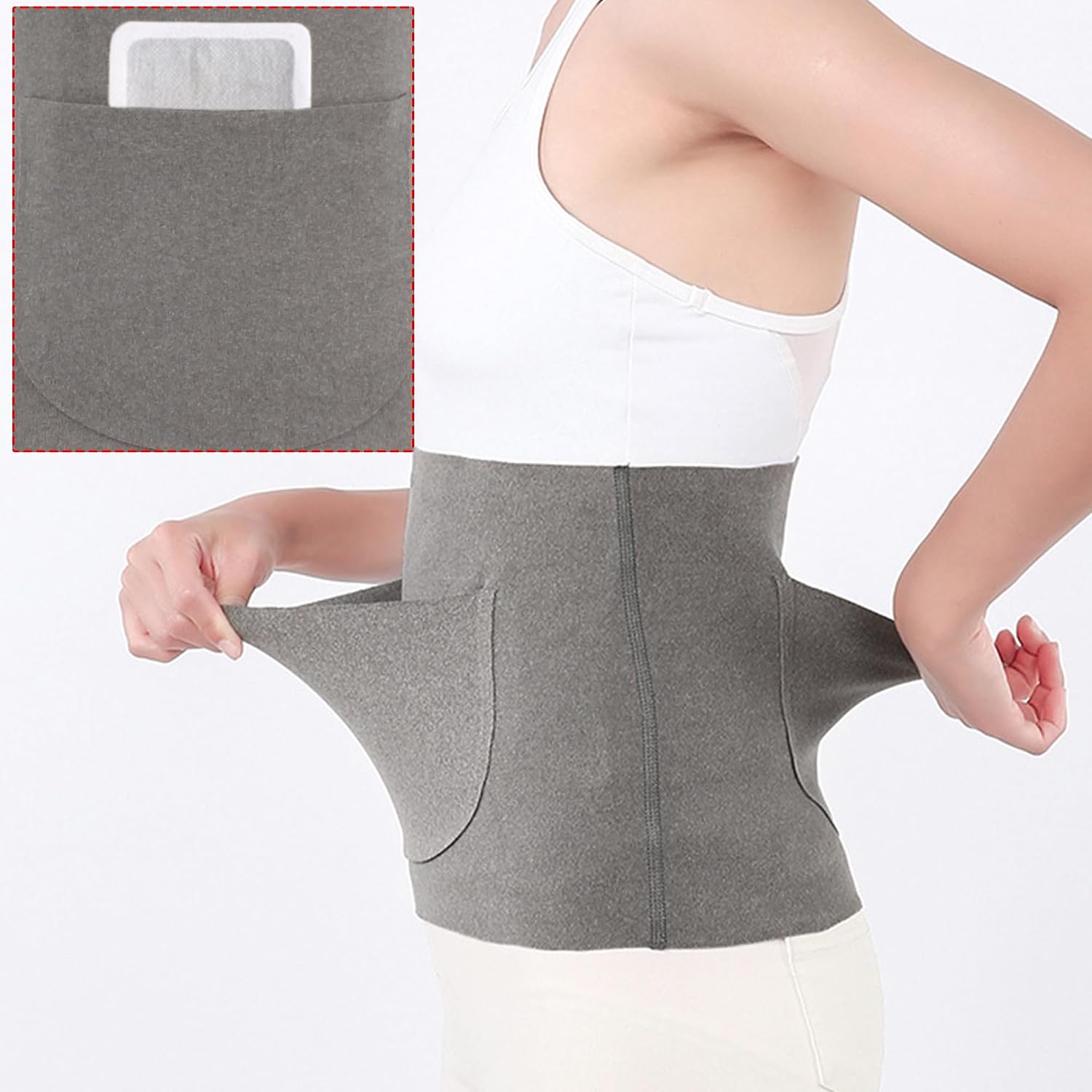 Detalle de MilyaDE Samt Nierenwärmer Rückenwärmer – 2 Wärmepad Taschen, Elastisch, XL