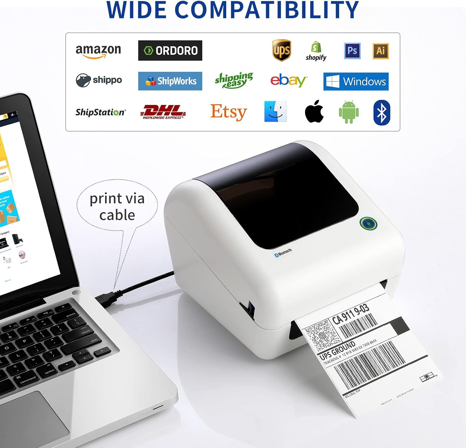 Thumbnail 1 de JADENS 4x6 Wireless Bluetooth Thermal Shipping Label Printer